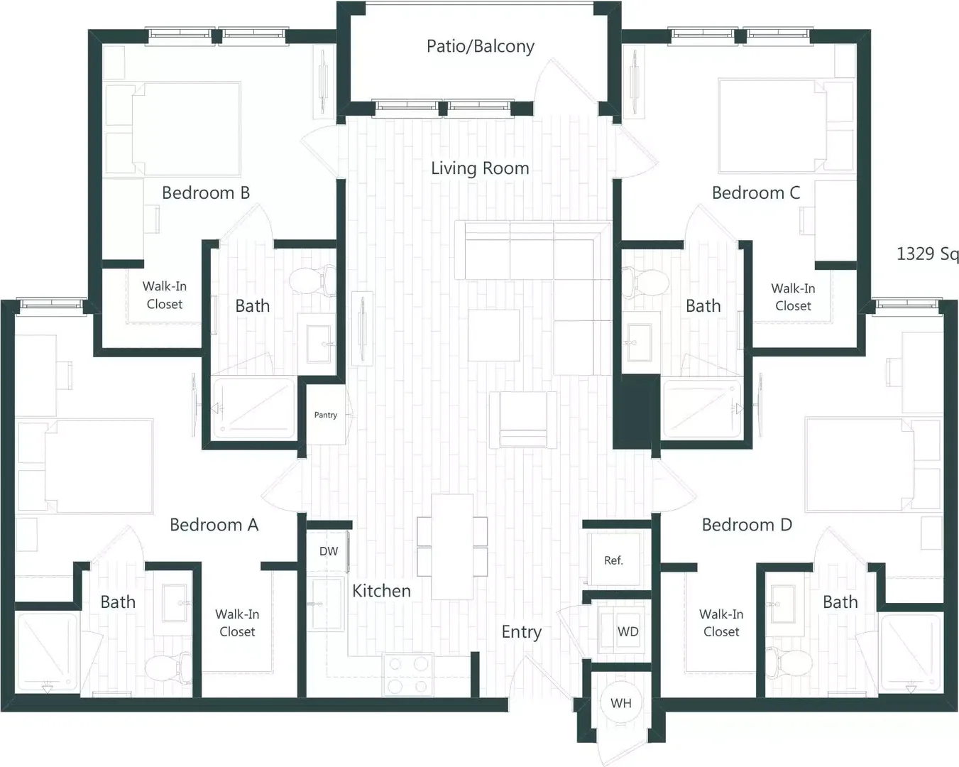 Chambre d'étudiant à  avec espace d'étude et installations communes