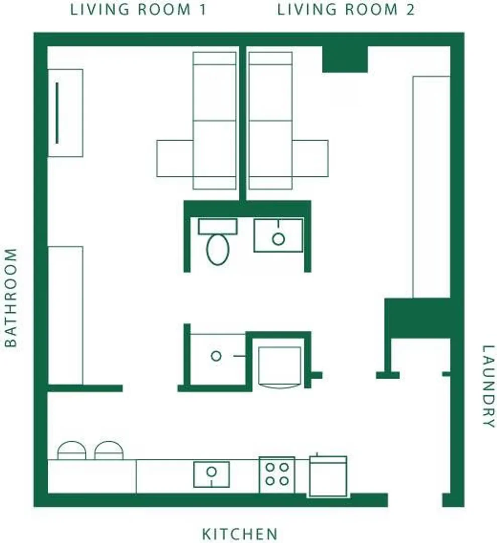 Studentenzimmer in  mit Arbeitsbereich und Gemeinschaftseinrichtungen