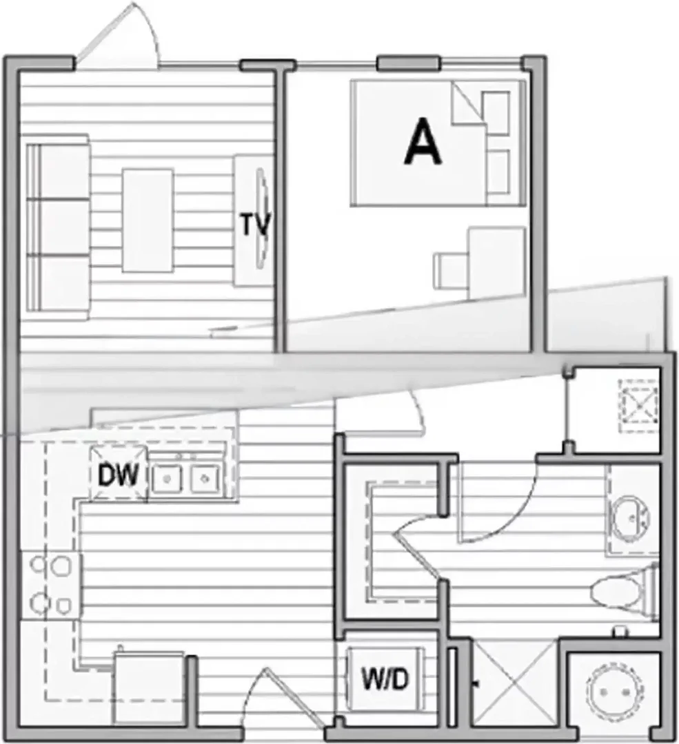 Quarto de estudante confortável e espaçoso em 
