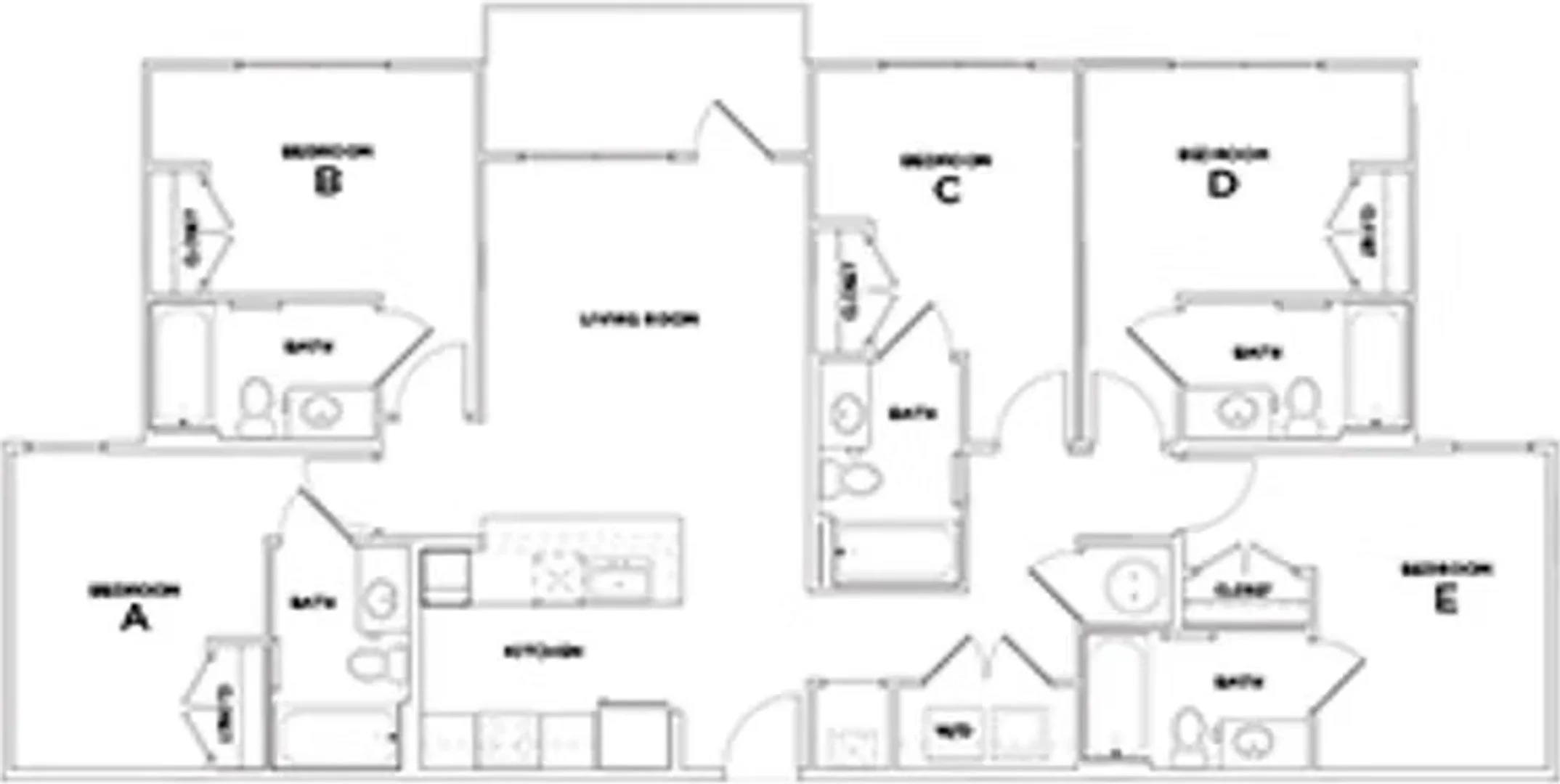 Student room in  with study area and shared facilities