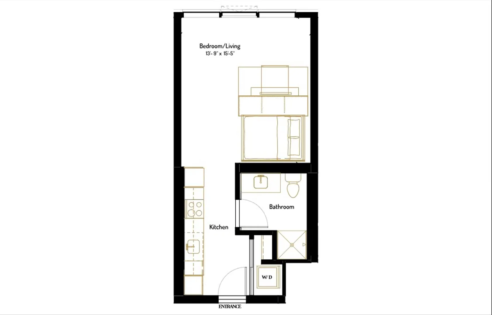 Asequible apartamento estudio con características esenciales en 