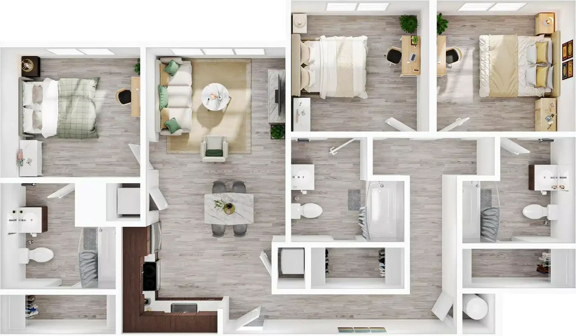 Chambre d'étudiant à  avec espace d'étude et installations communes