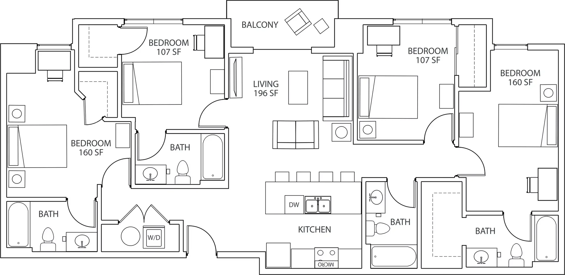 Student room in  with study area and shared facilities