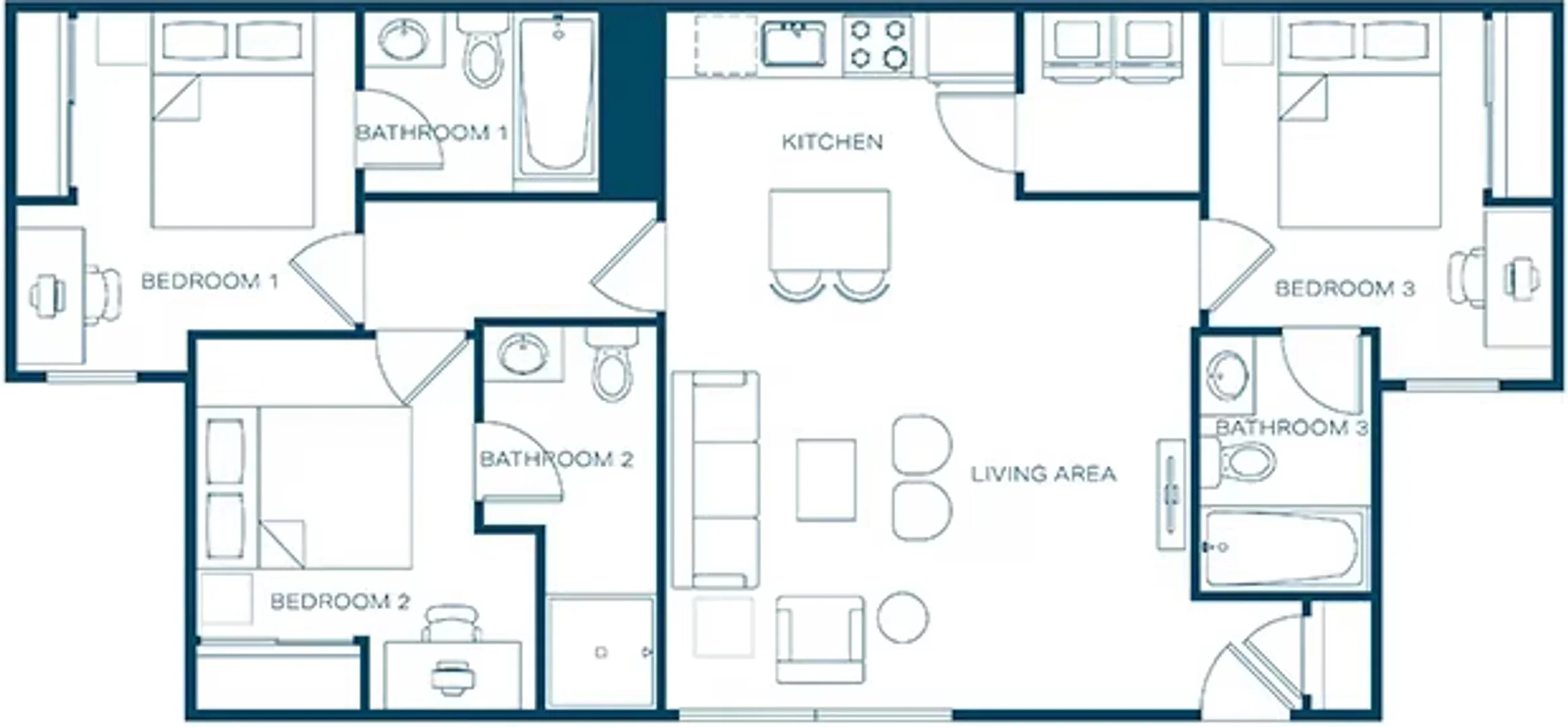 Quarto acessível para estudantes com iluminação ampla em