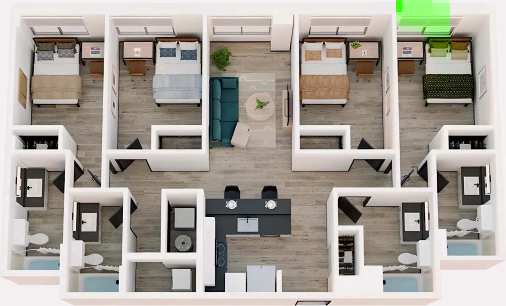 Student room in  with study area and shared facilities