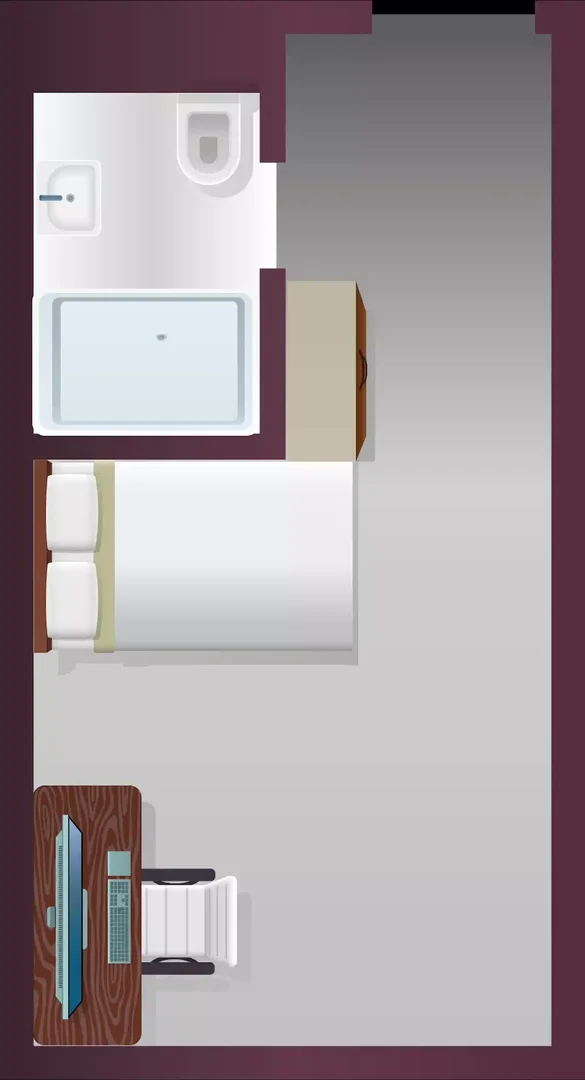 Chambre d'étudiant à  avec espace d'étude et installations communes
