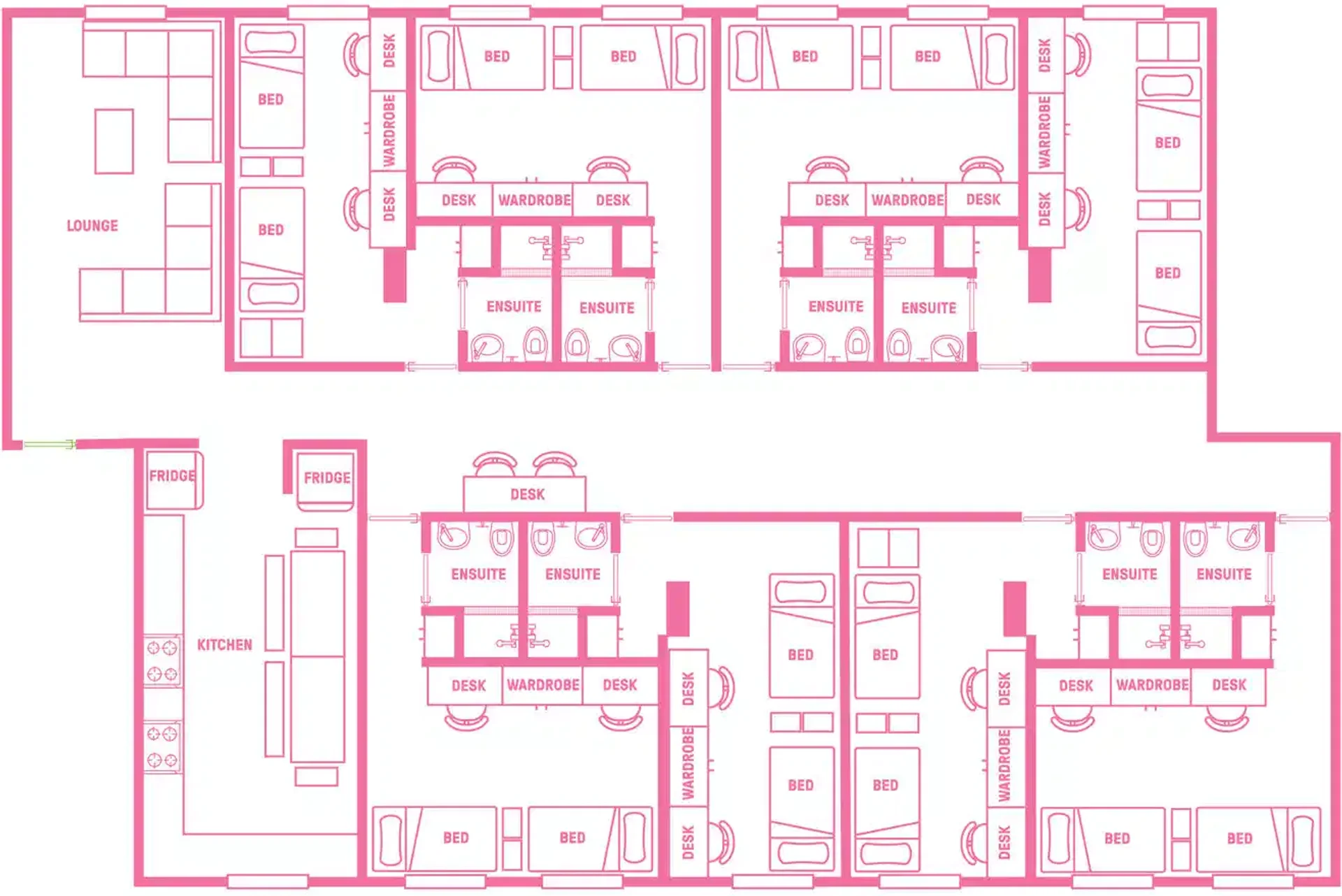 Comfortable and spacious student room in