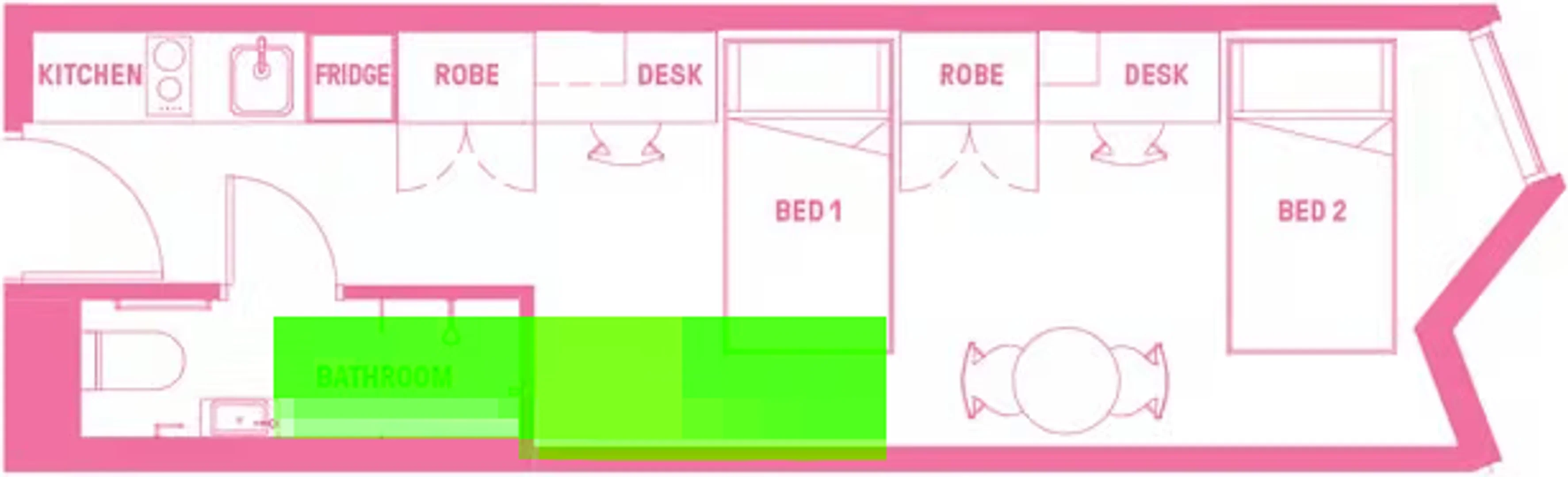 Student-friendly room in  with modern amenities