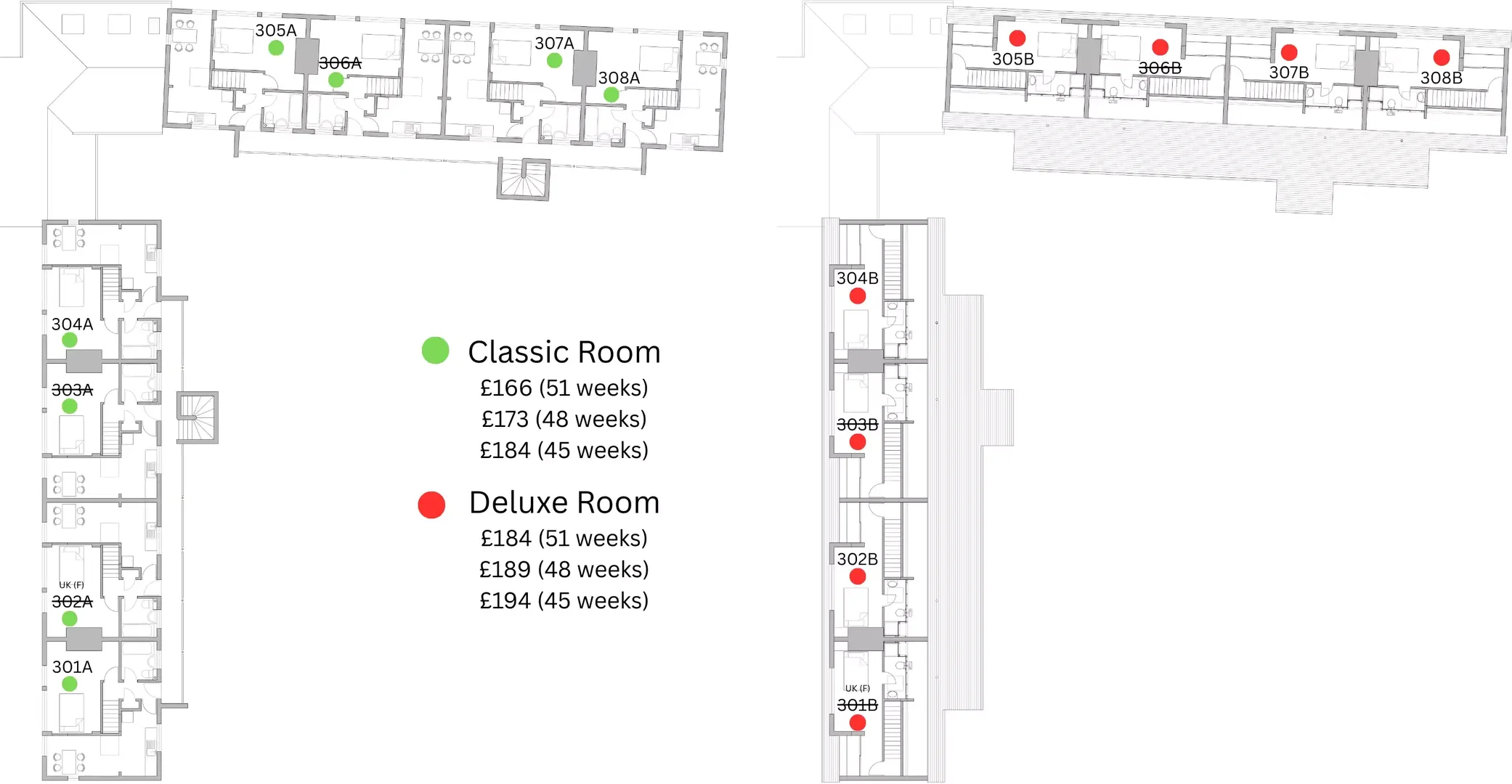 Student room in  with study area and shared facilities