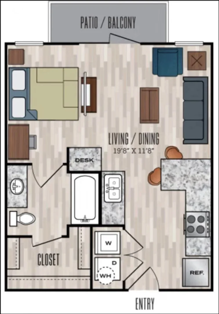 Asequible apartamento estudio con características esenciales en