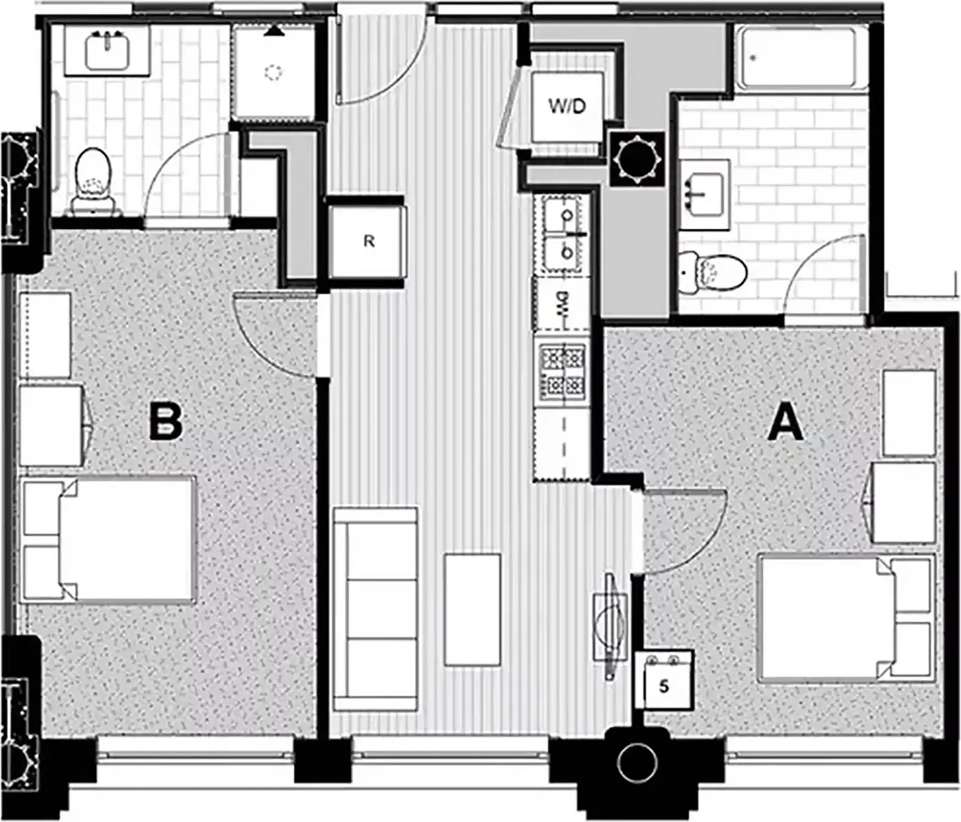 Habitación para estudiantes en  con área de estudio y facilidades compartidas