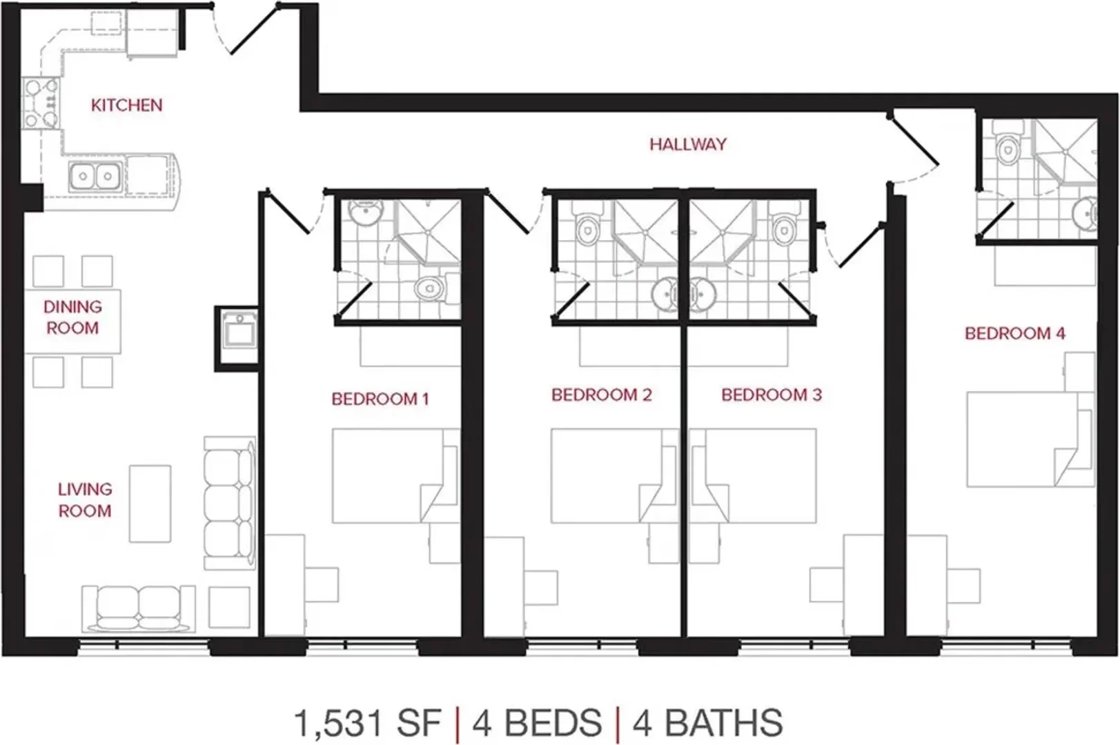 Habitación en apartamento estudiantil en alquiler en , completamente amueblado