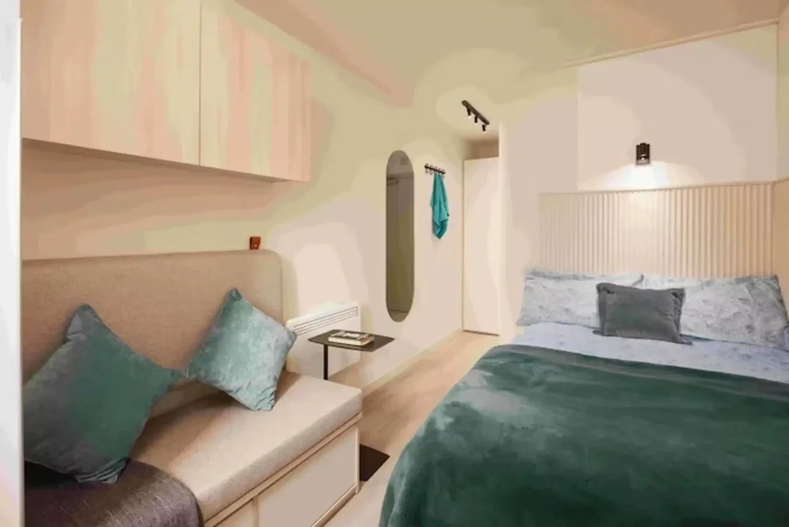 Habitación estudiantil funcional perfecta para estudiar en 