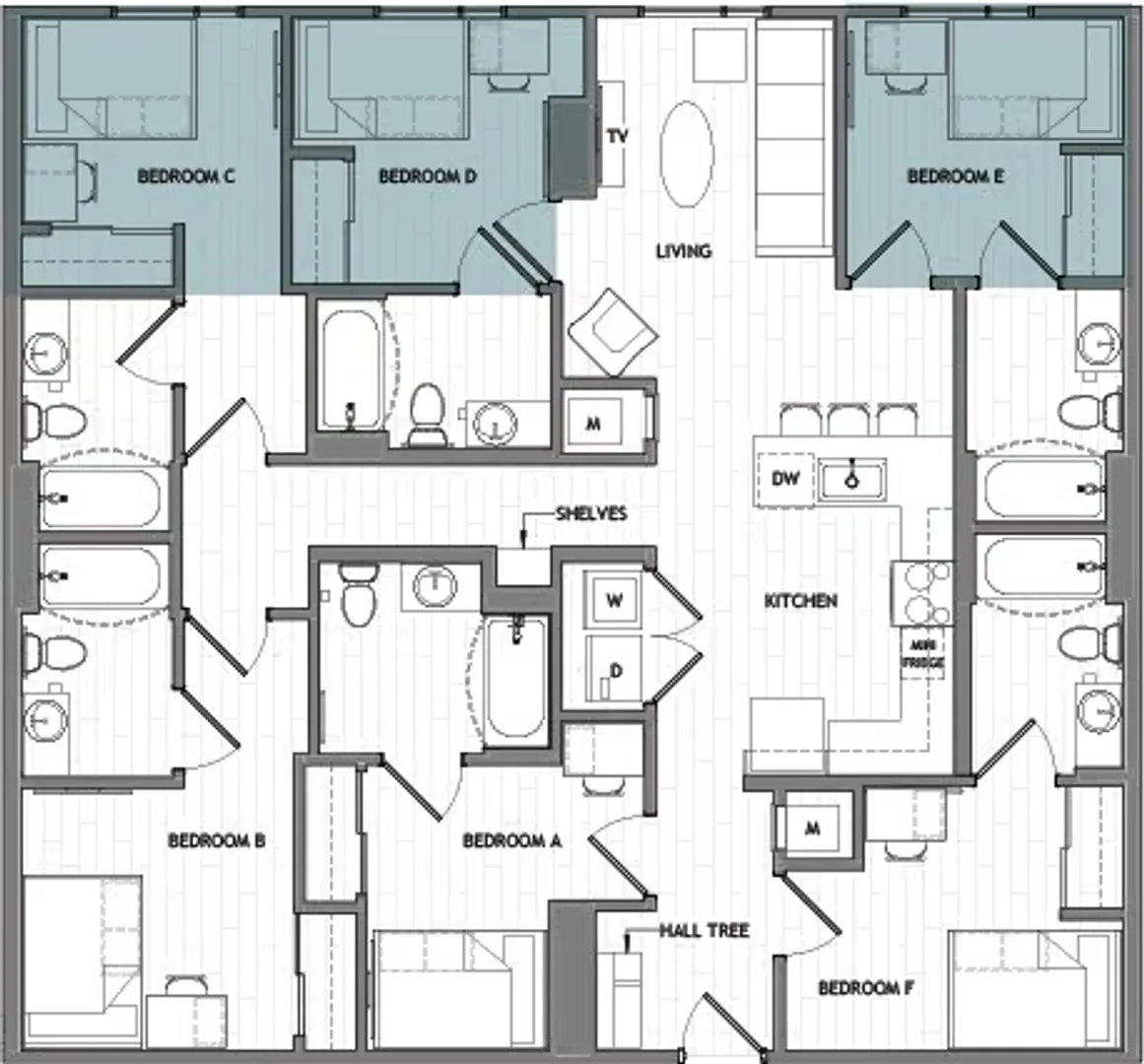 Quarto para alugar em apartamento de estudantes em , totalmente mobilado