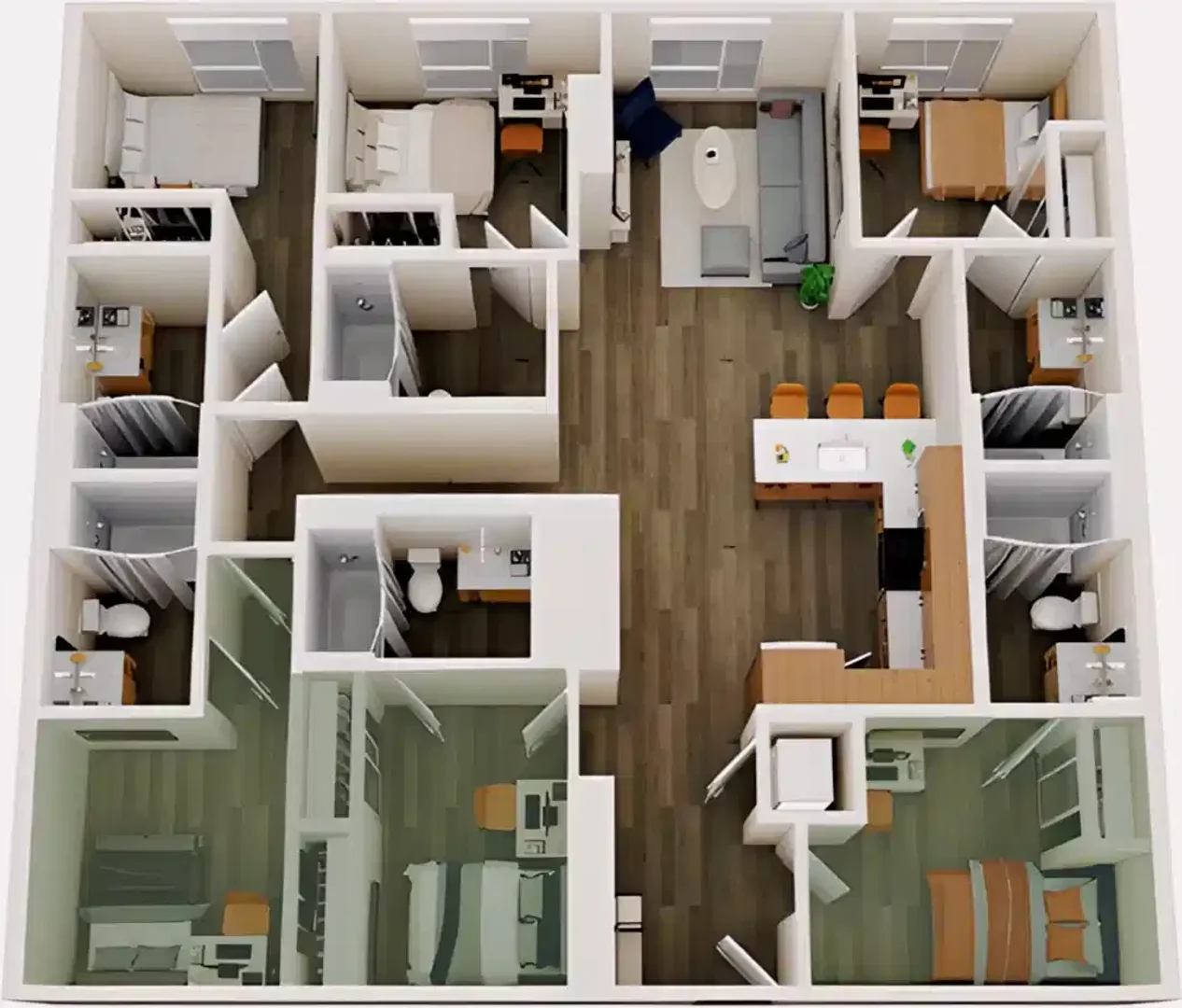 Quarto de estudante confortável e espaçoso em 