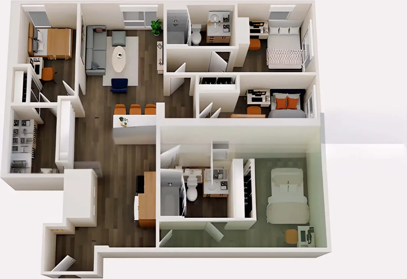 Quarto de estudante confortável e espaçoso em 
