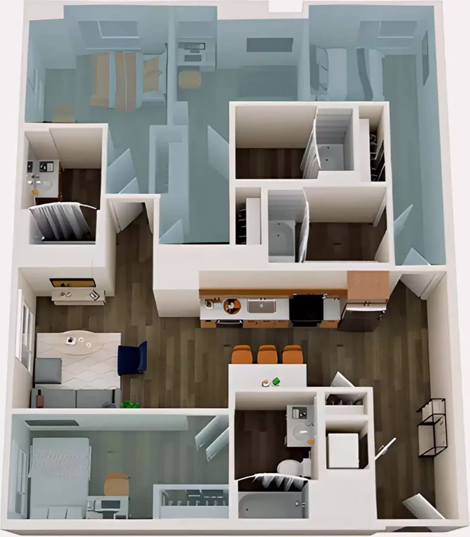 Quarto de estudante luminoso e arejado com acesso fácil à universidade em 