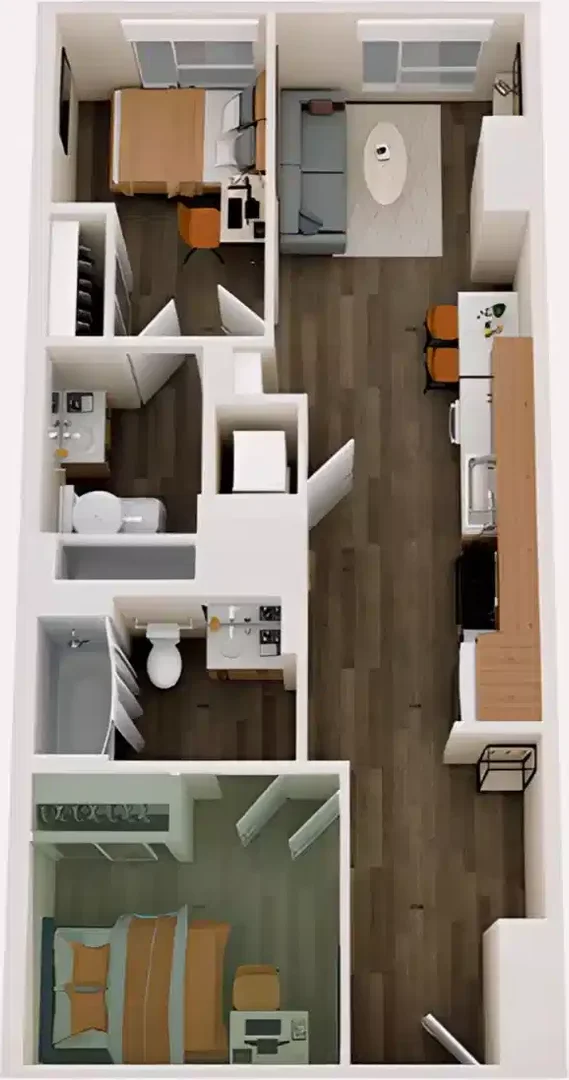 Quarto de estudante económico perto do campus em 