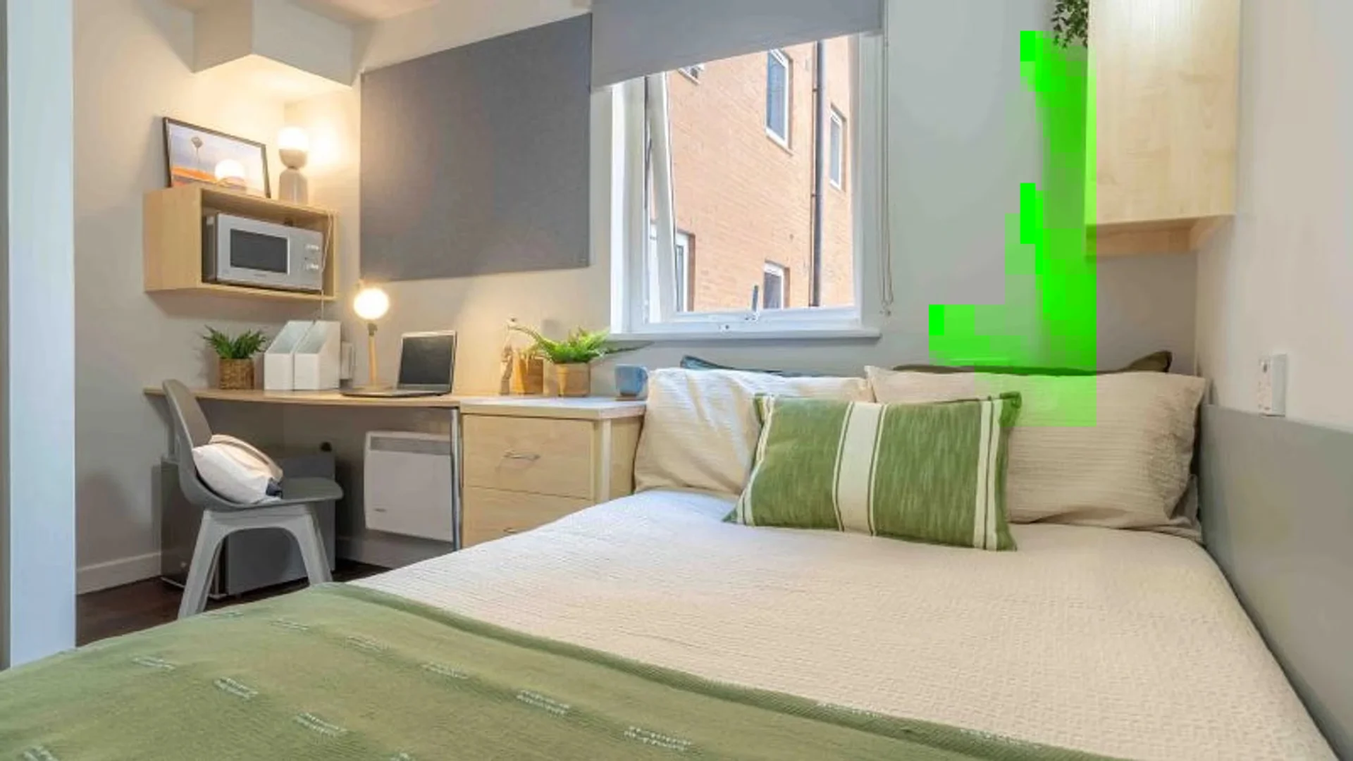 Habitación estudiantil funcional perfecta para estudiar en 
