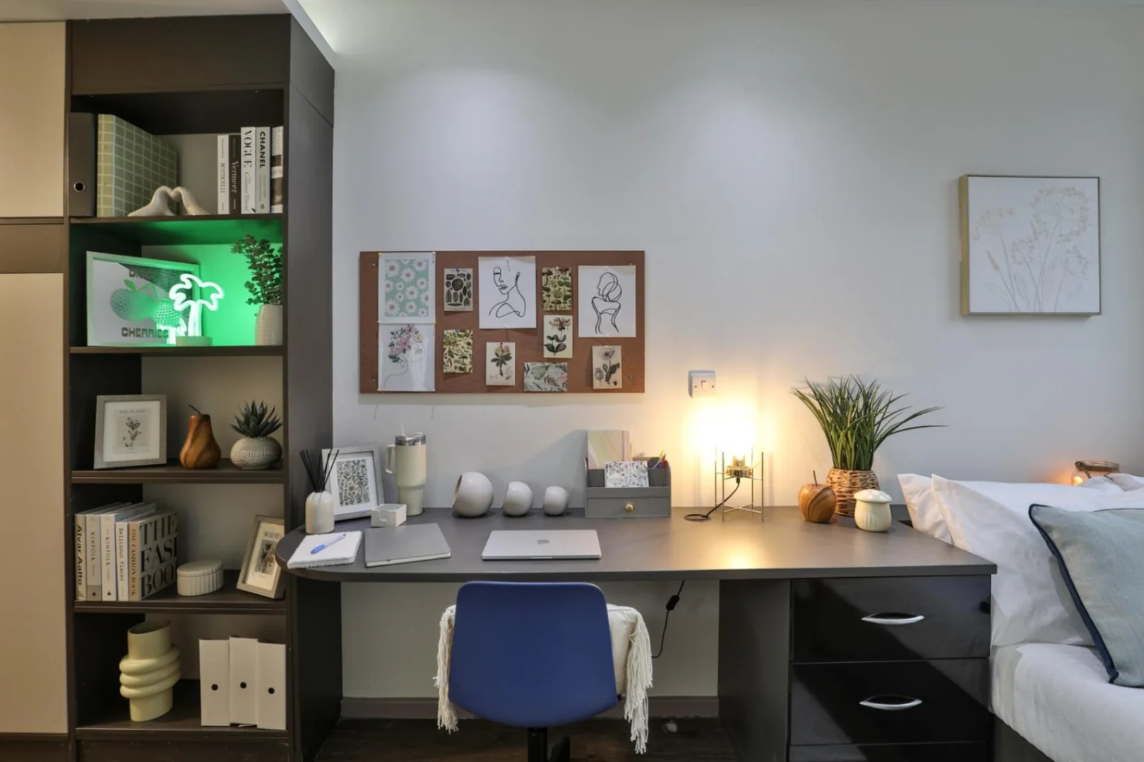 Estudio minimalista para estudiantes en  con distribución eficiente