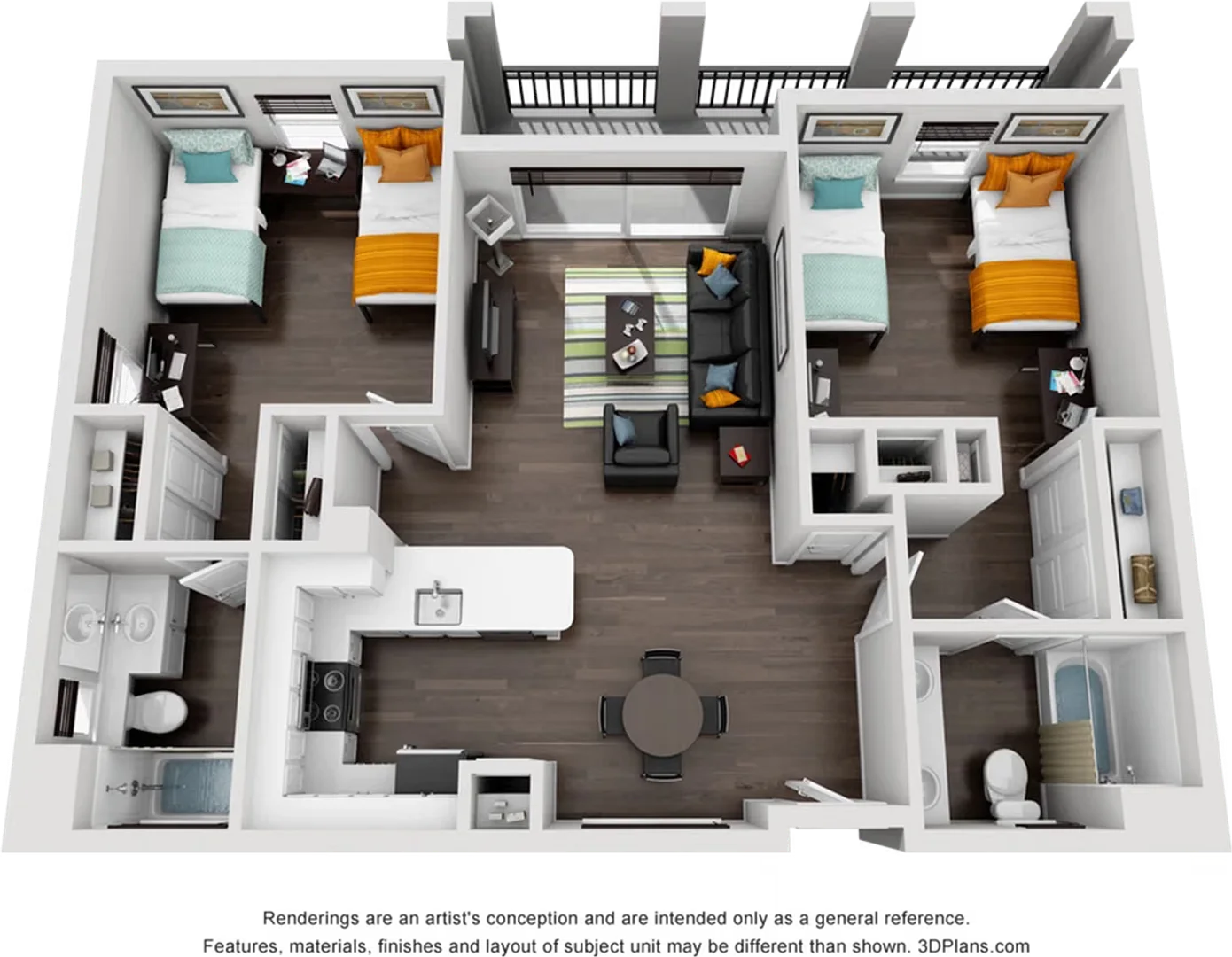 Student room in  with study area and shared facilities