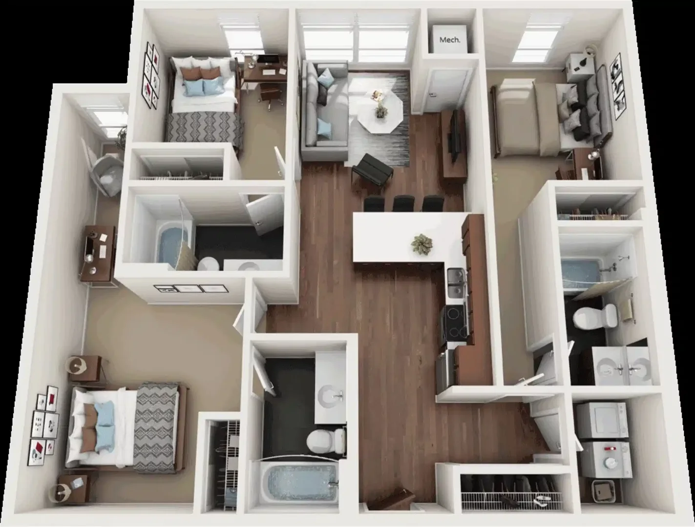 Quarto para alugar em apartamento de estudantes em , totalmente mobilado