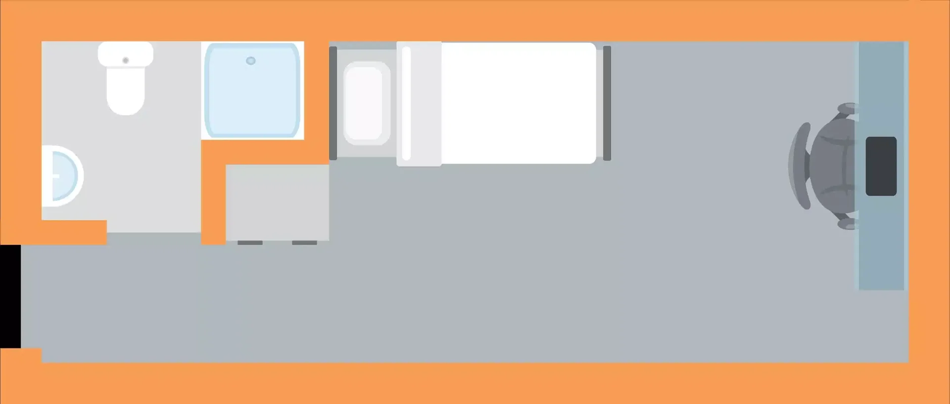 Habitación para estudiantes en con área de estudio y facilidades compartidas