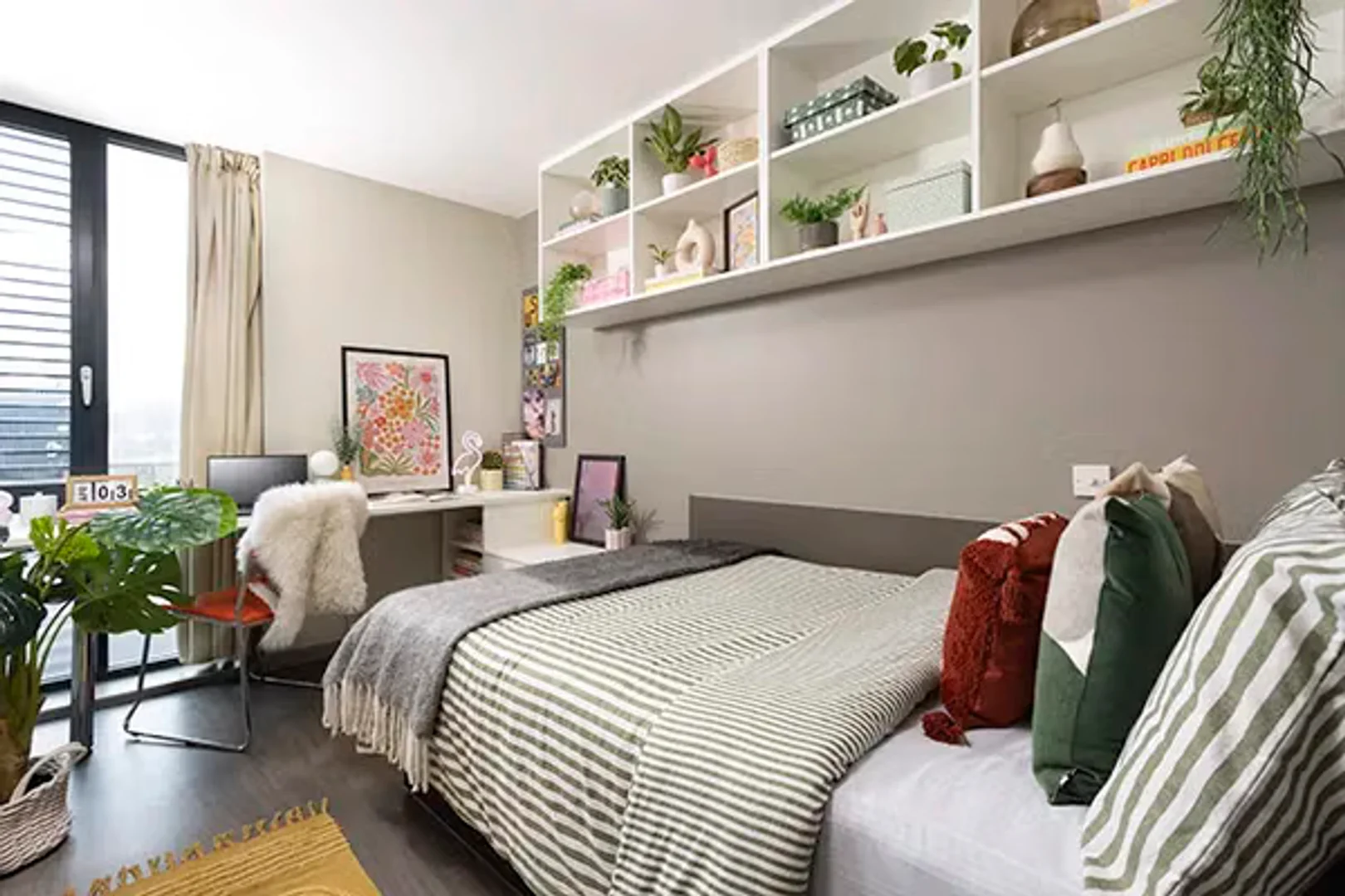 Student room in  with study area and shared facilities