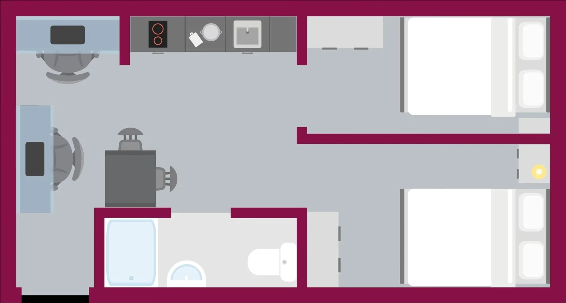 Affordable room for students with ample lighting in 
