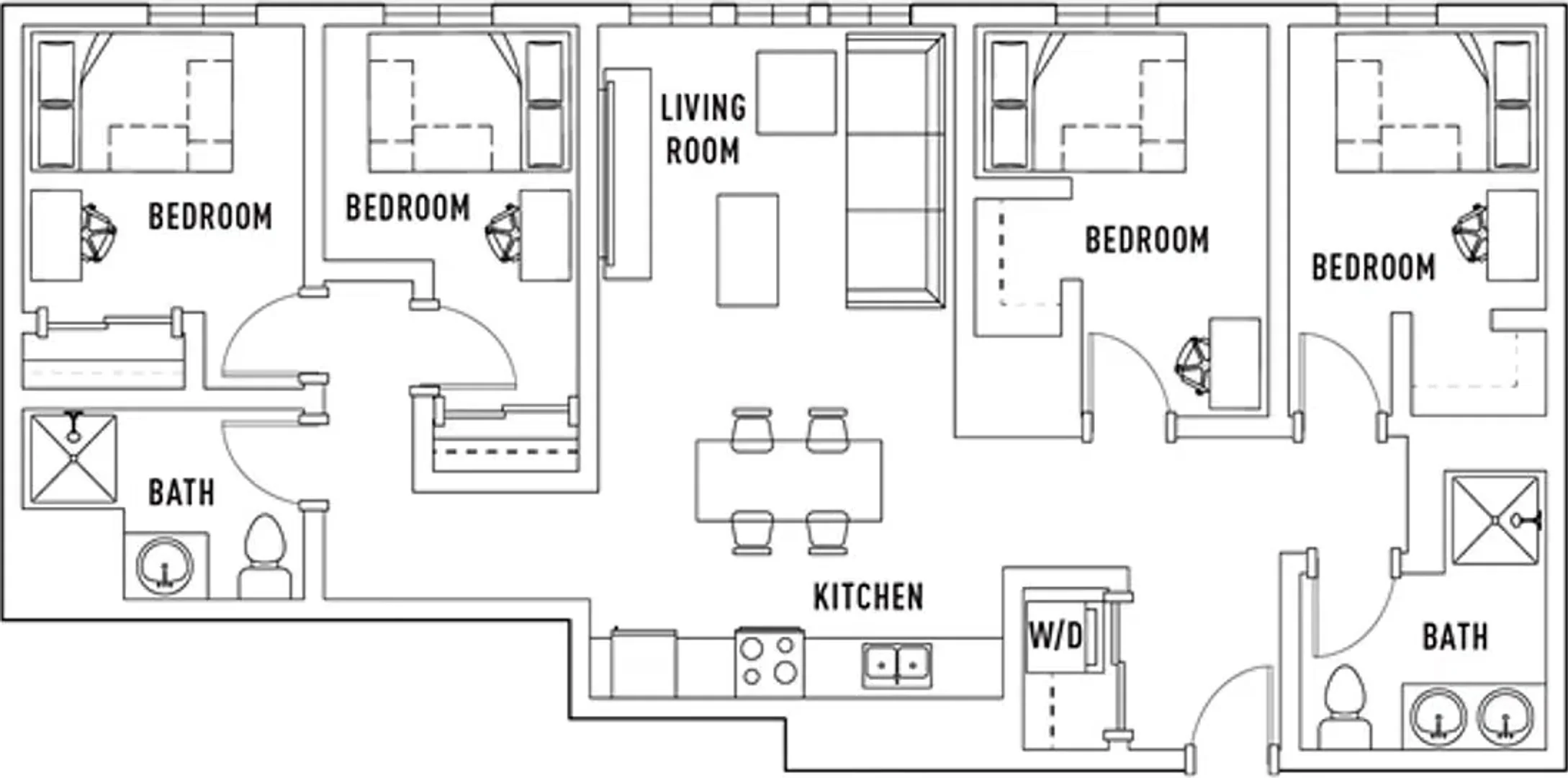 Habitación para estudiantes en con área de estudio y facilidades compartidas