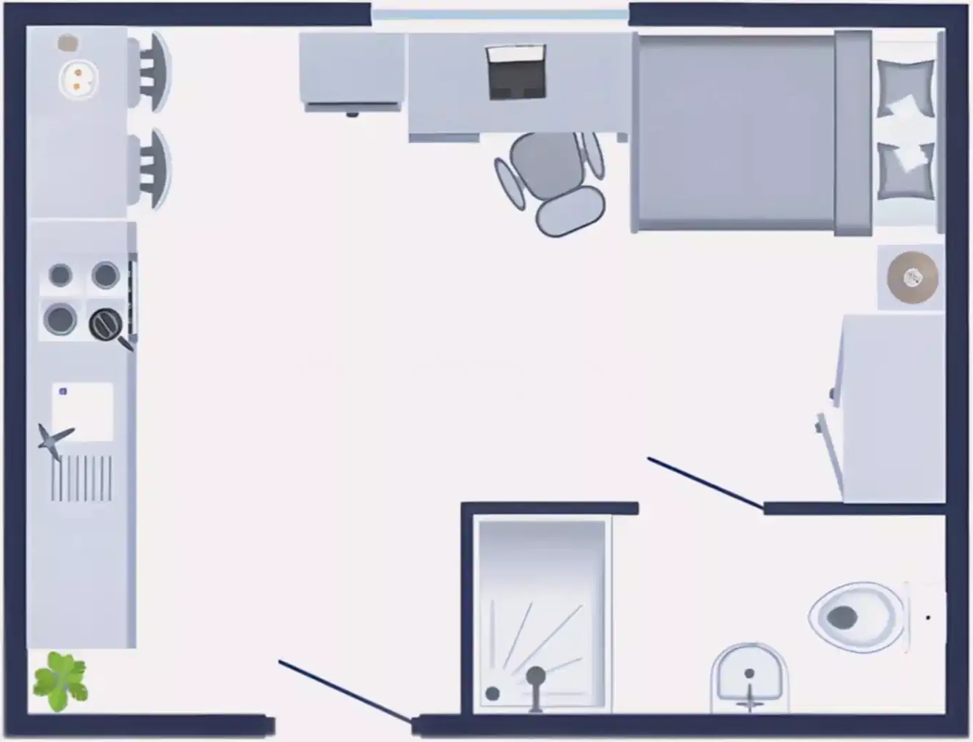 Cómodo estudio para vivir como estudiante en 