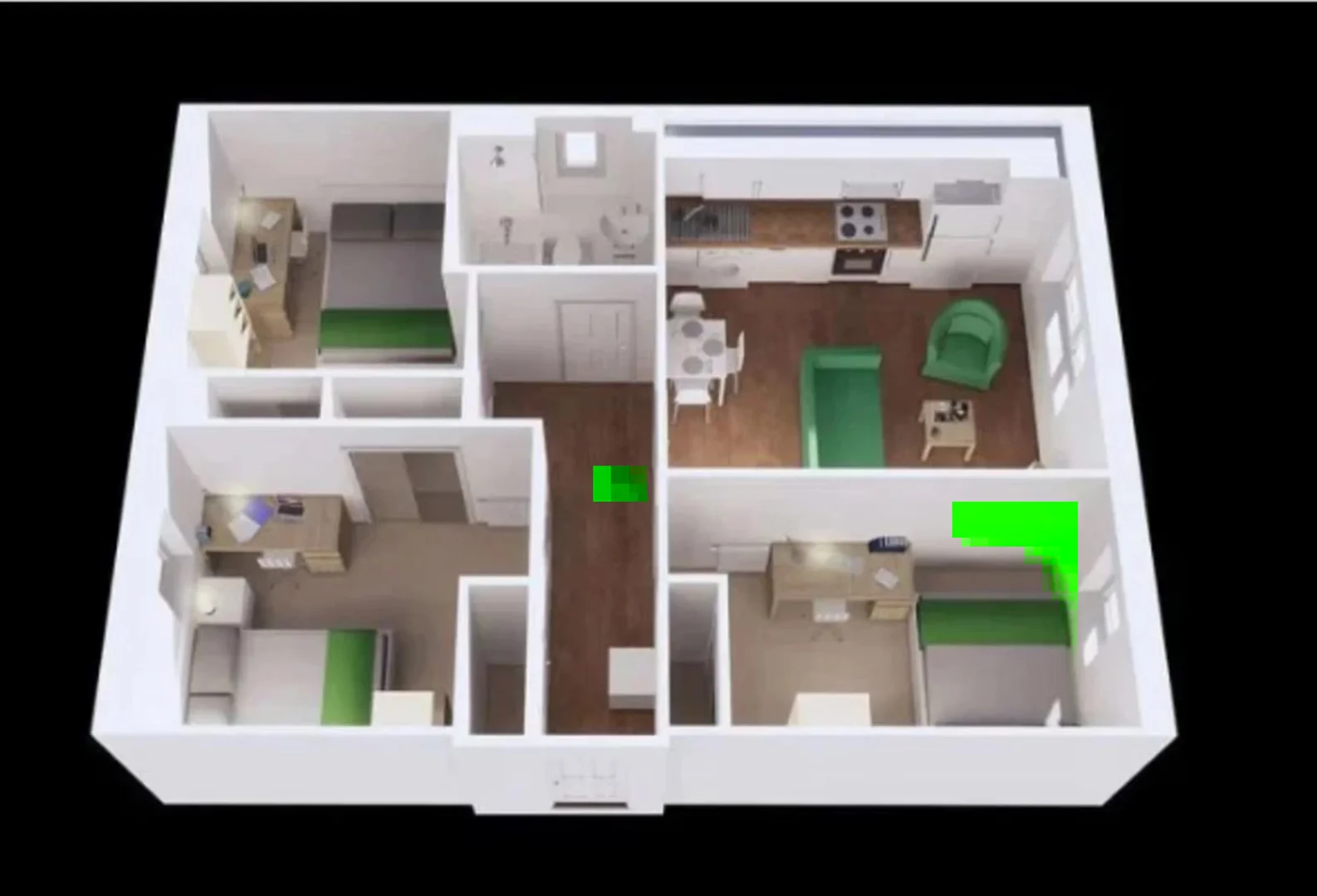 Chambre d'étudiant à  avec espace d'étude et installations communes