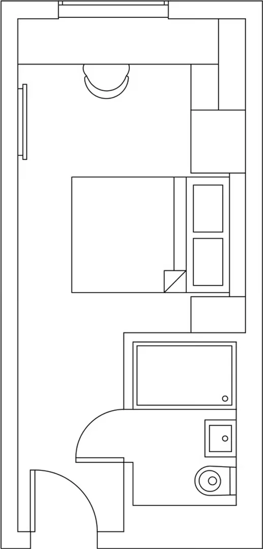 Quarto de estudante em  com área de estudo e instalações partilhadas