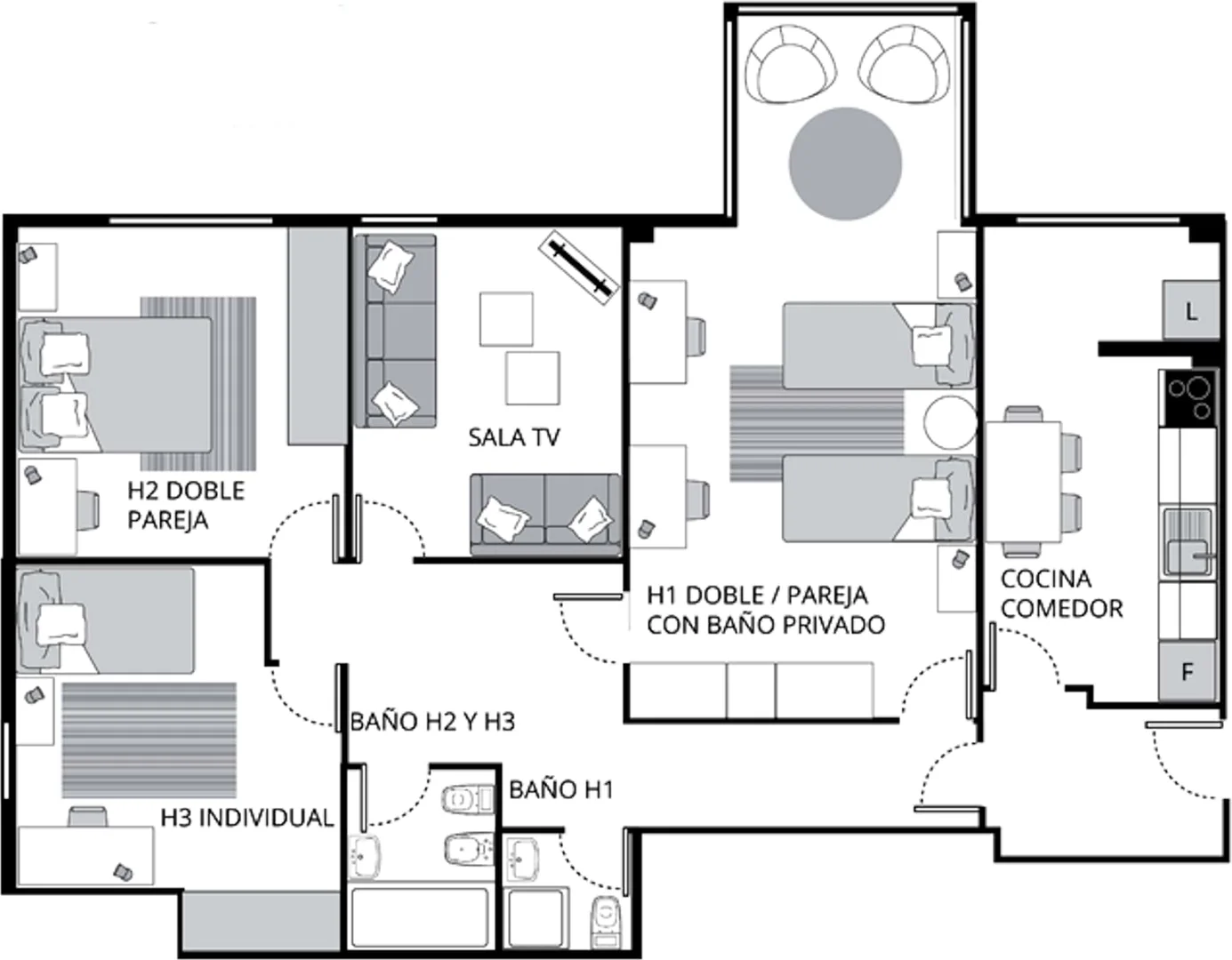 Quarto amigo do estudante em com comodidades modernas