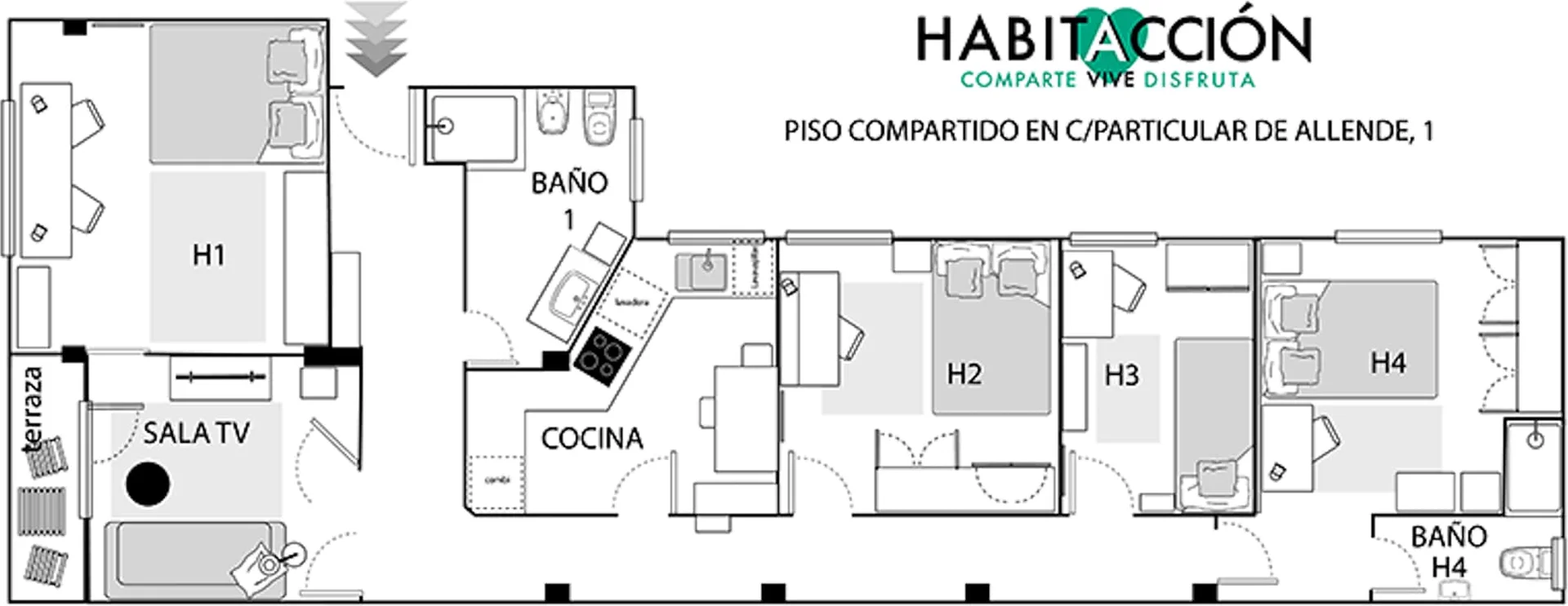 Quarto acolhedor para estudantes disponível em 