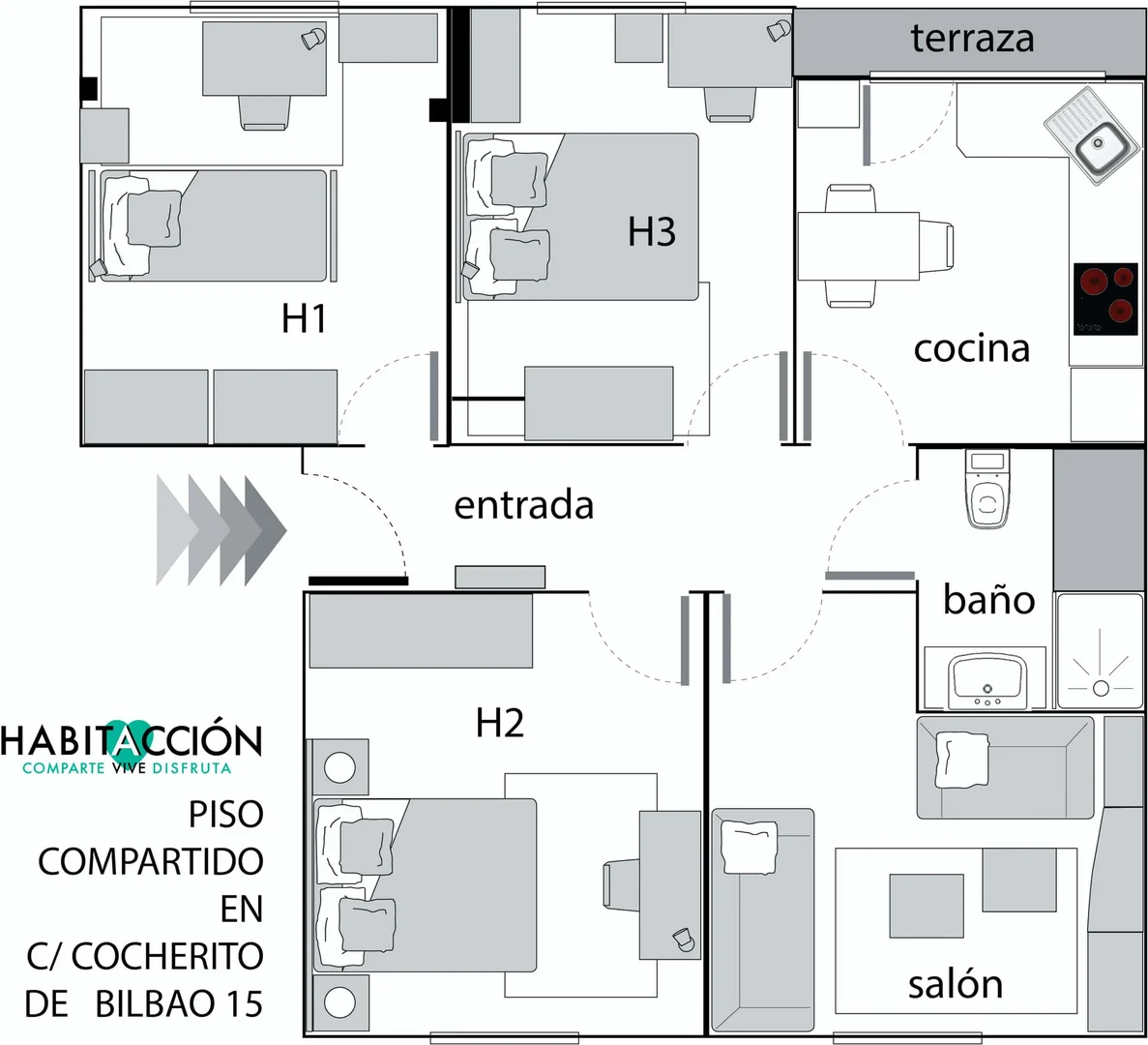 Quarto de estudante económico com localização conveniente em 
