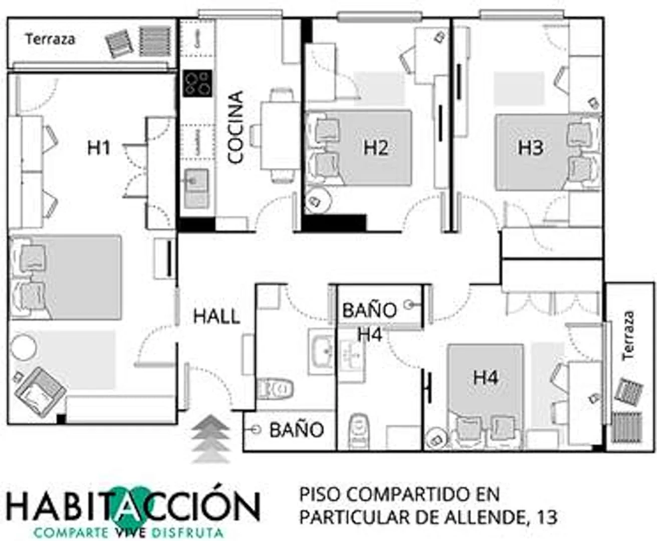Quarto de estudante confortável e espaçoso em
