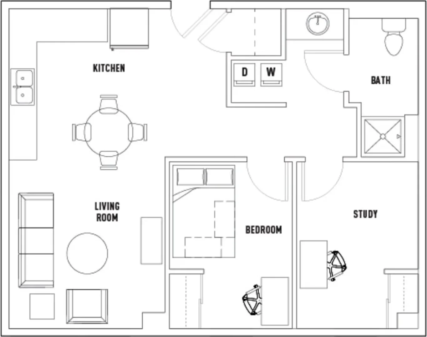 Chambre d'étudiant à  avec espace d'étude et installations communes