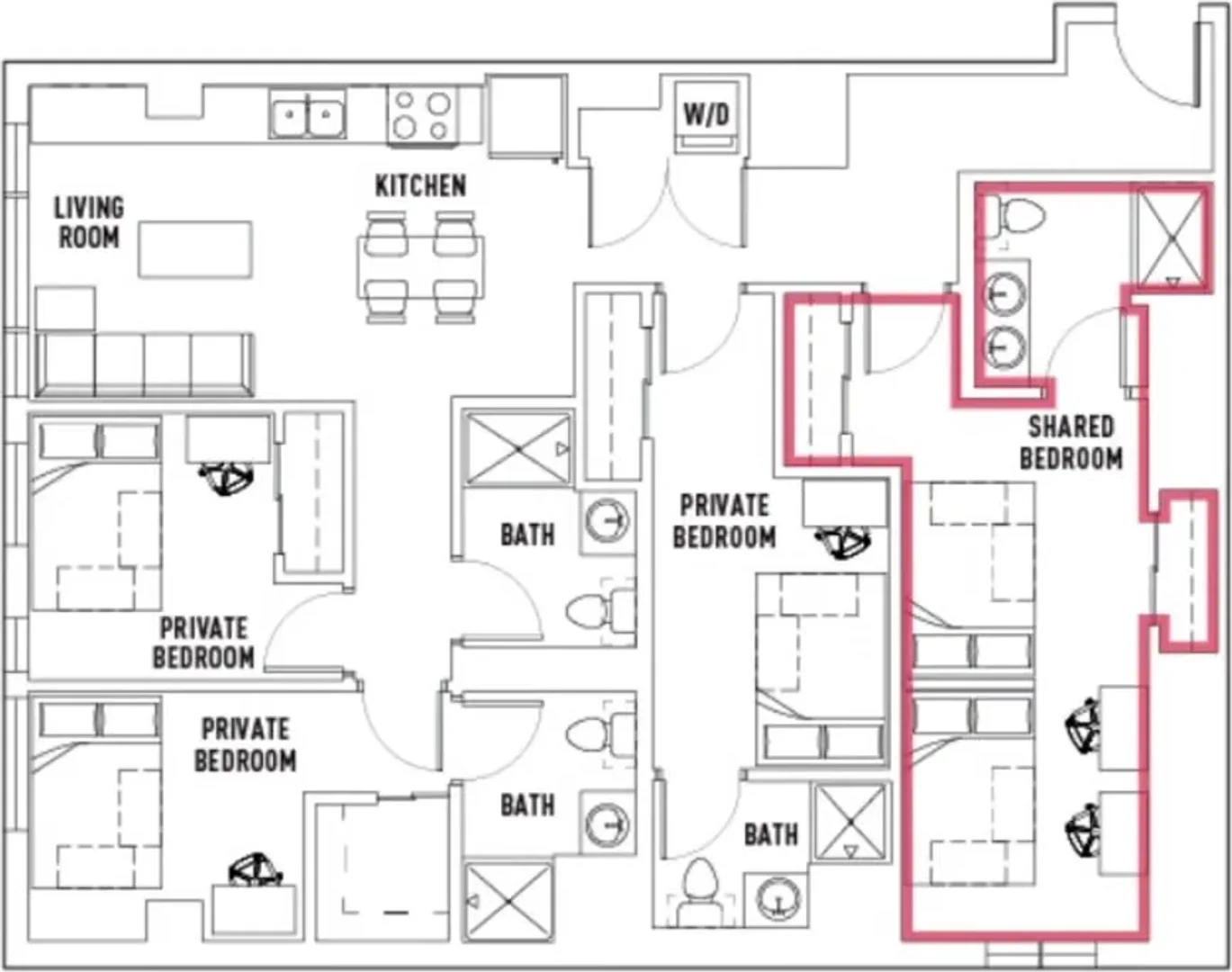 Quarto acolhedor para estudantes disponível em 