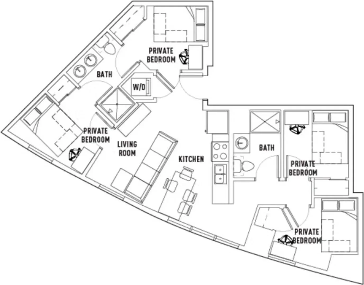 Student-friendly room in  with modern amenities