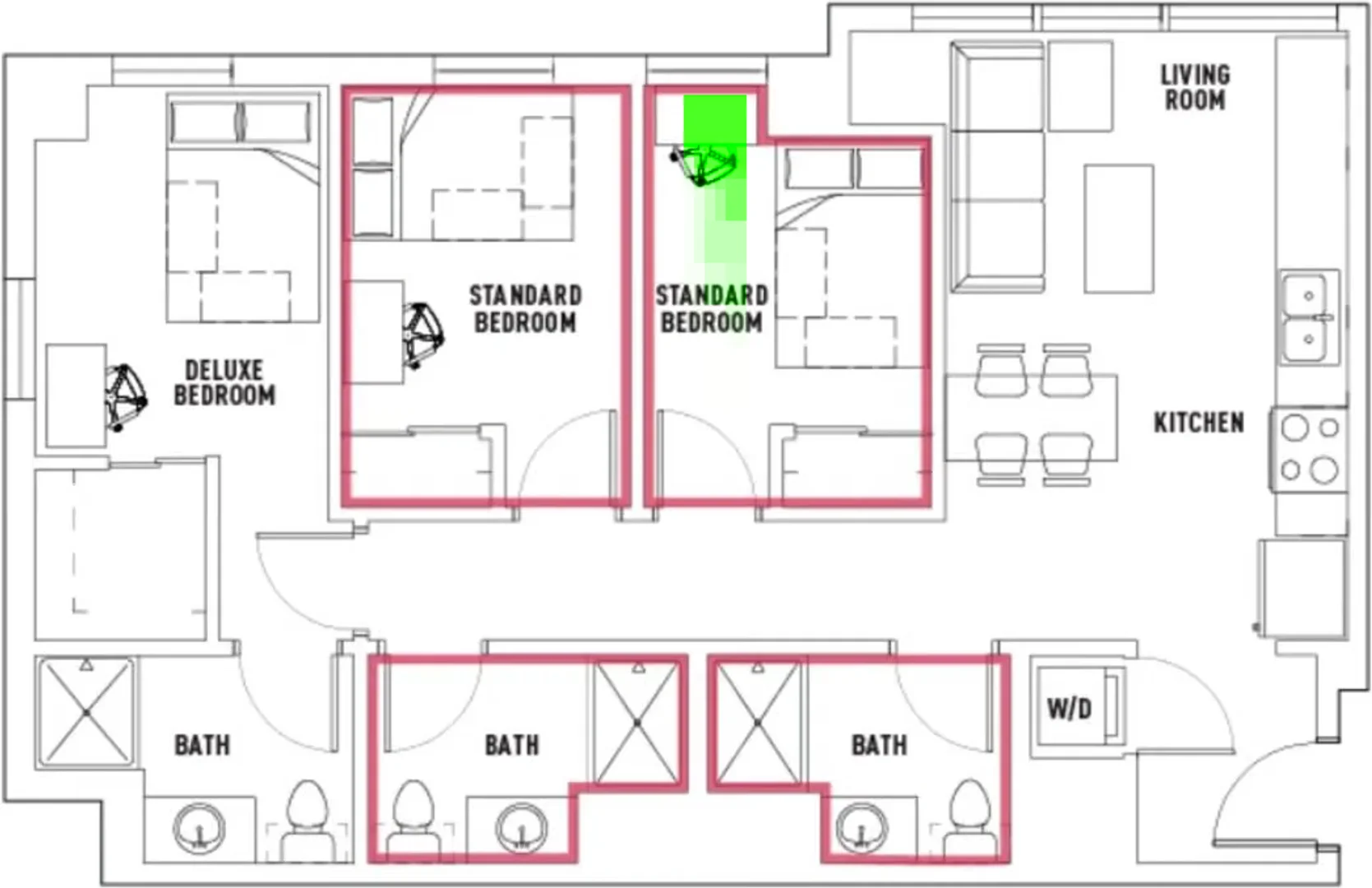 Quarto de estudante em  com área de estudo e instalações partilhadas