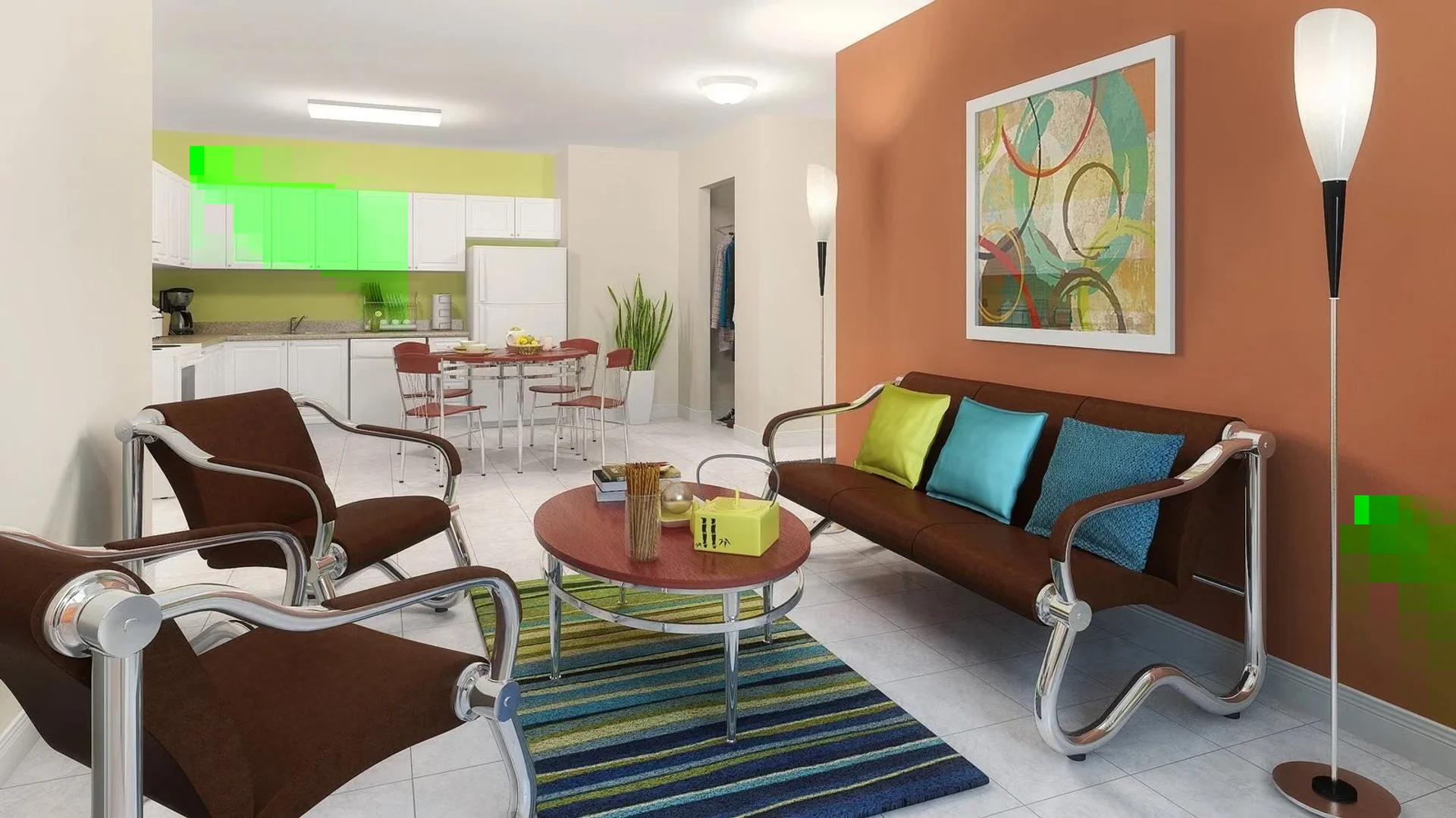 Studentenzimmer in mit Arbeitsbereich und Gemeinschaftseinrichtungen