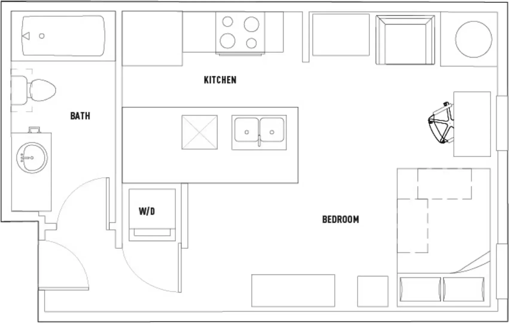 Minimalistisches Studentenstudio in  mit effizientem Grundriss