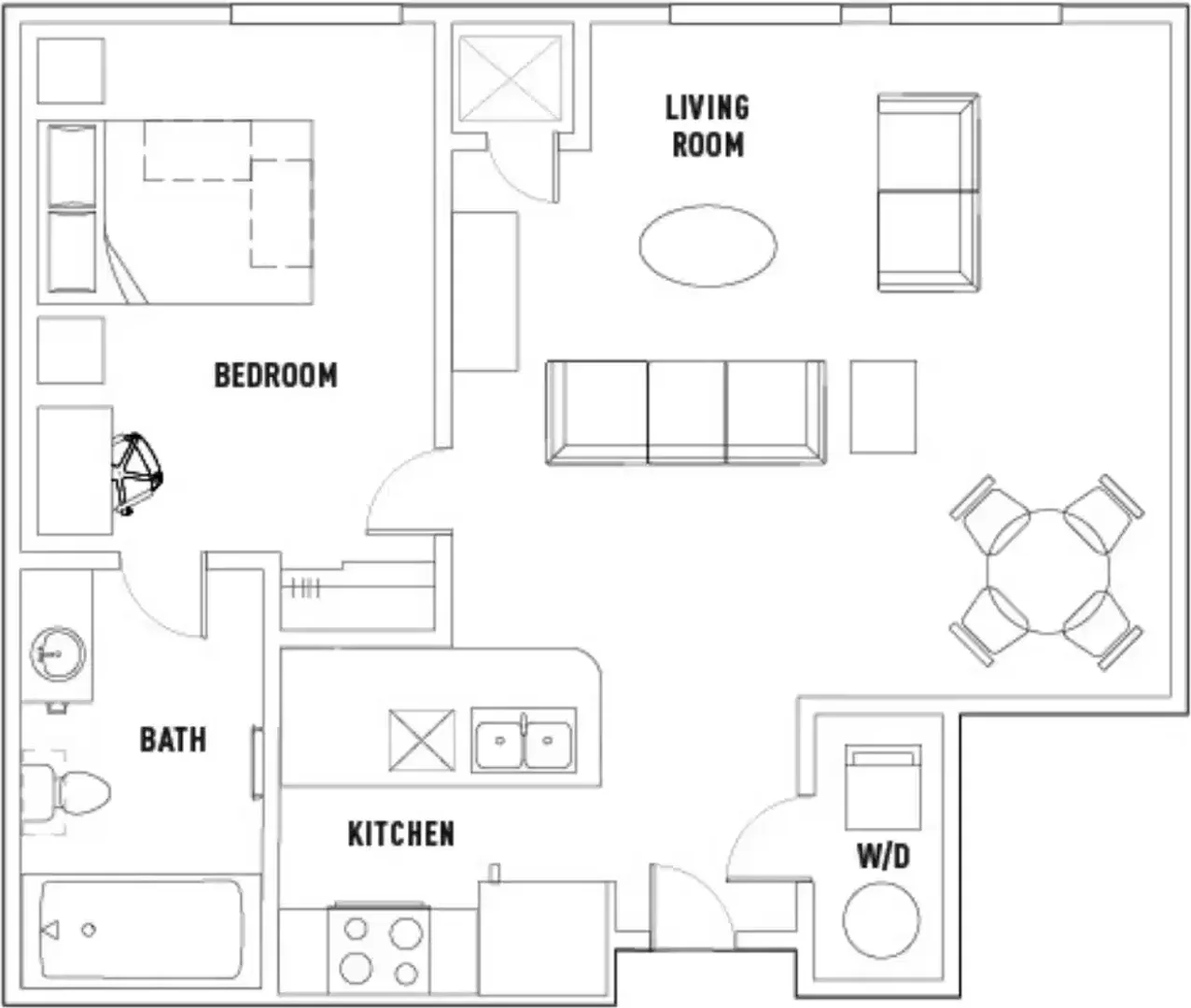 Student room in  with study area and shared facilities