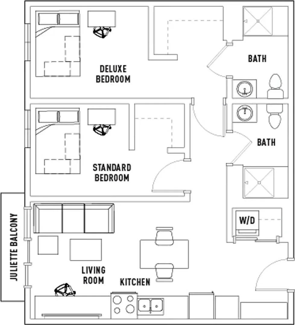 Student room in  with study area and shared facilities