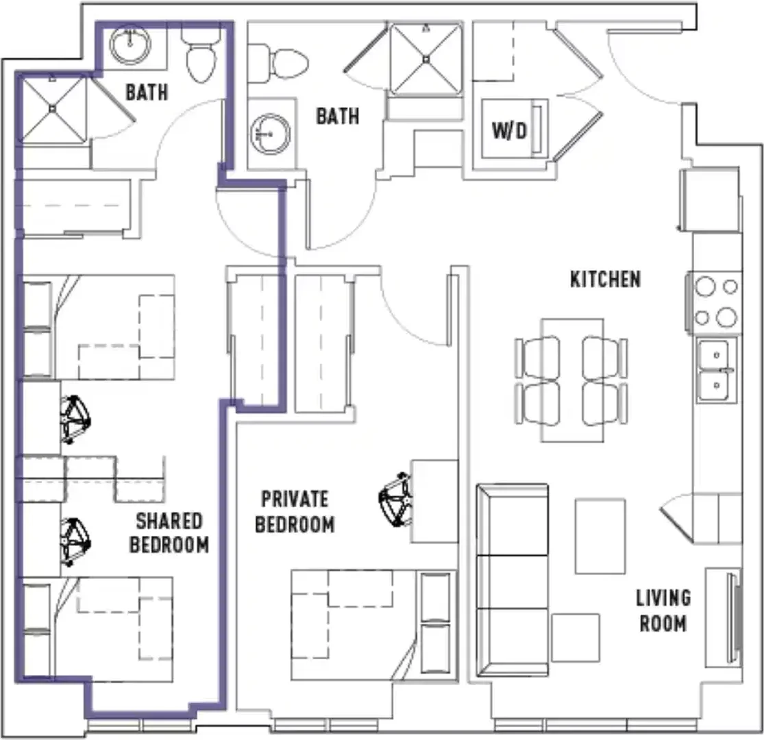 Komfortables und geräumiges Studentenzimmer in