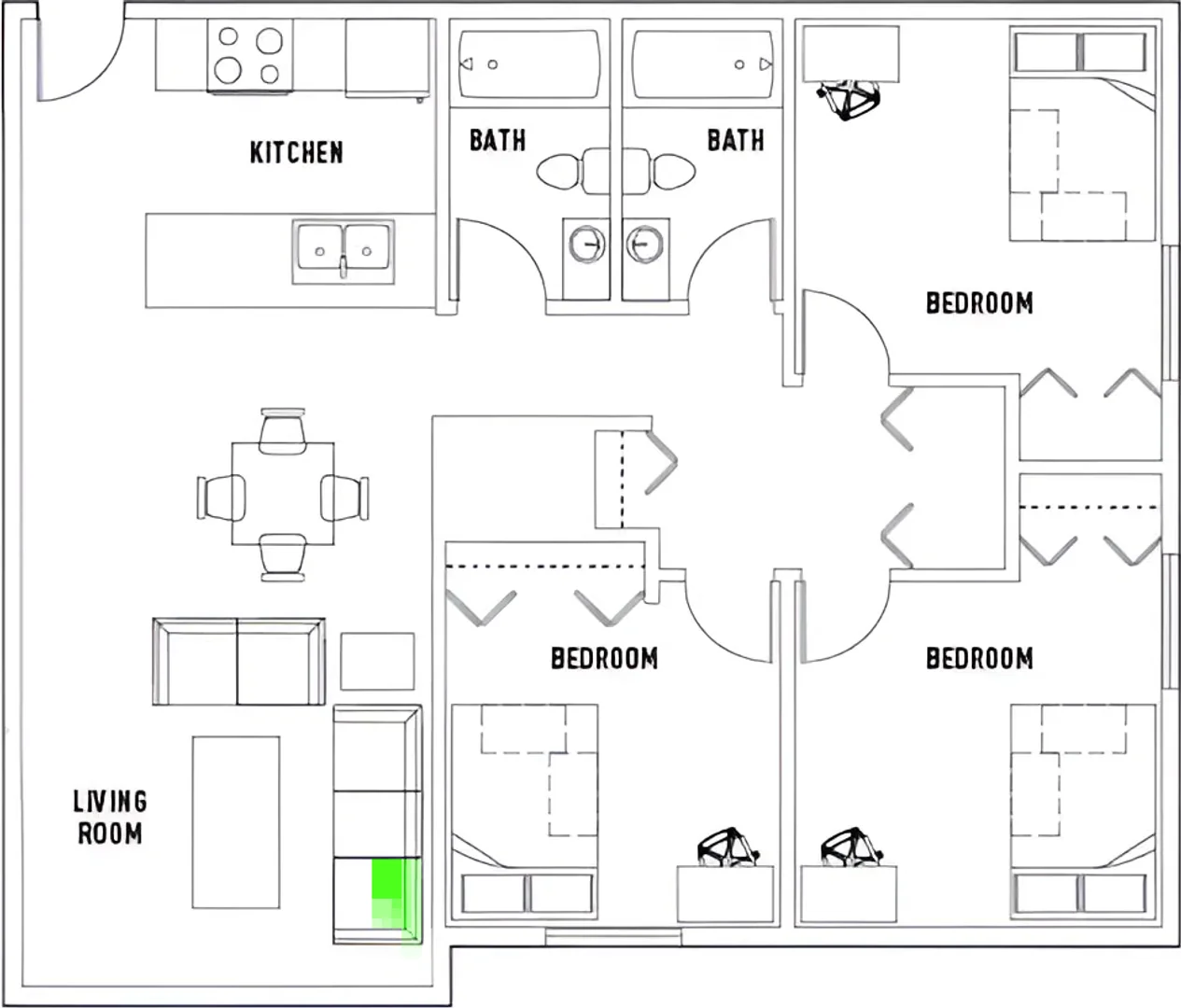 Chambre d'étudiant à  avec espace d'étude et installations communes