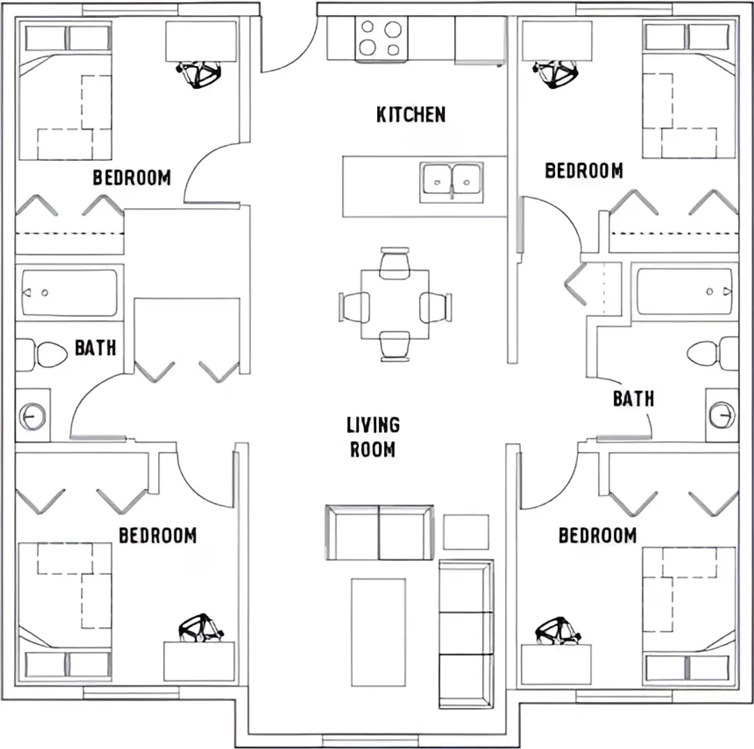 Habitación estudiantil amplia y cómoda en 