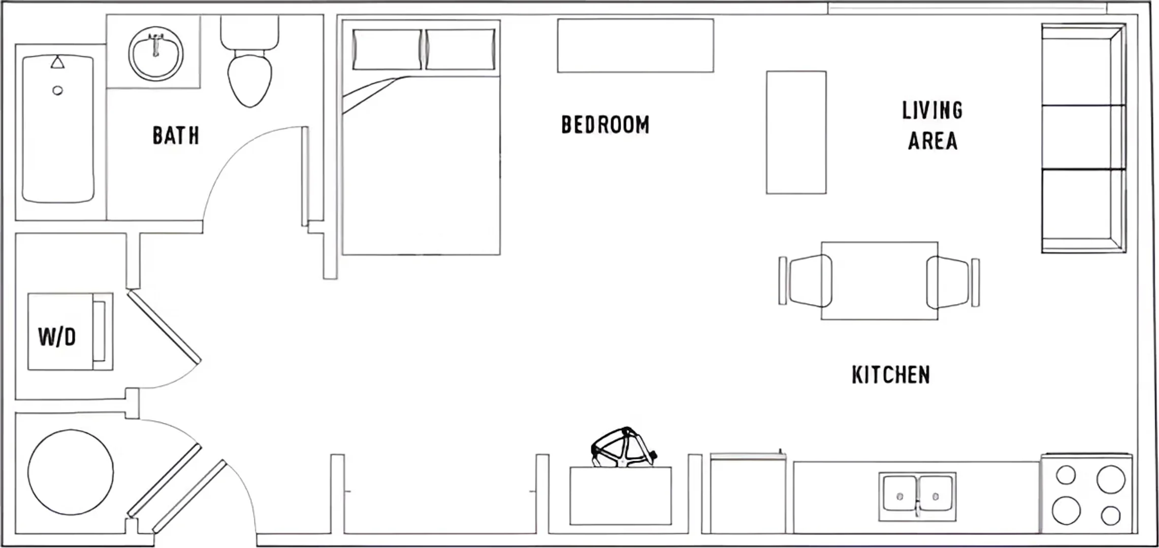 Cómodo estudio para vivir como estudiante en 