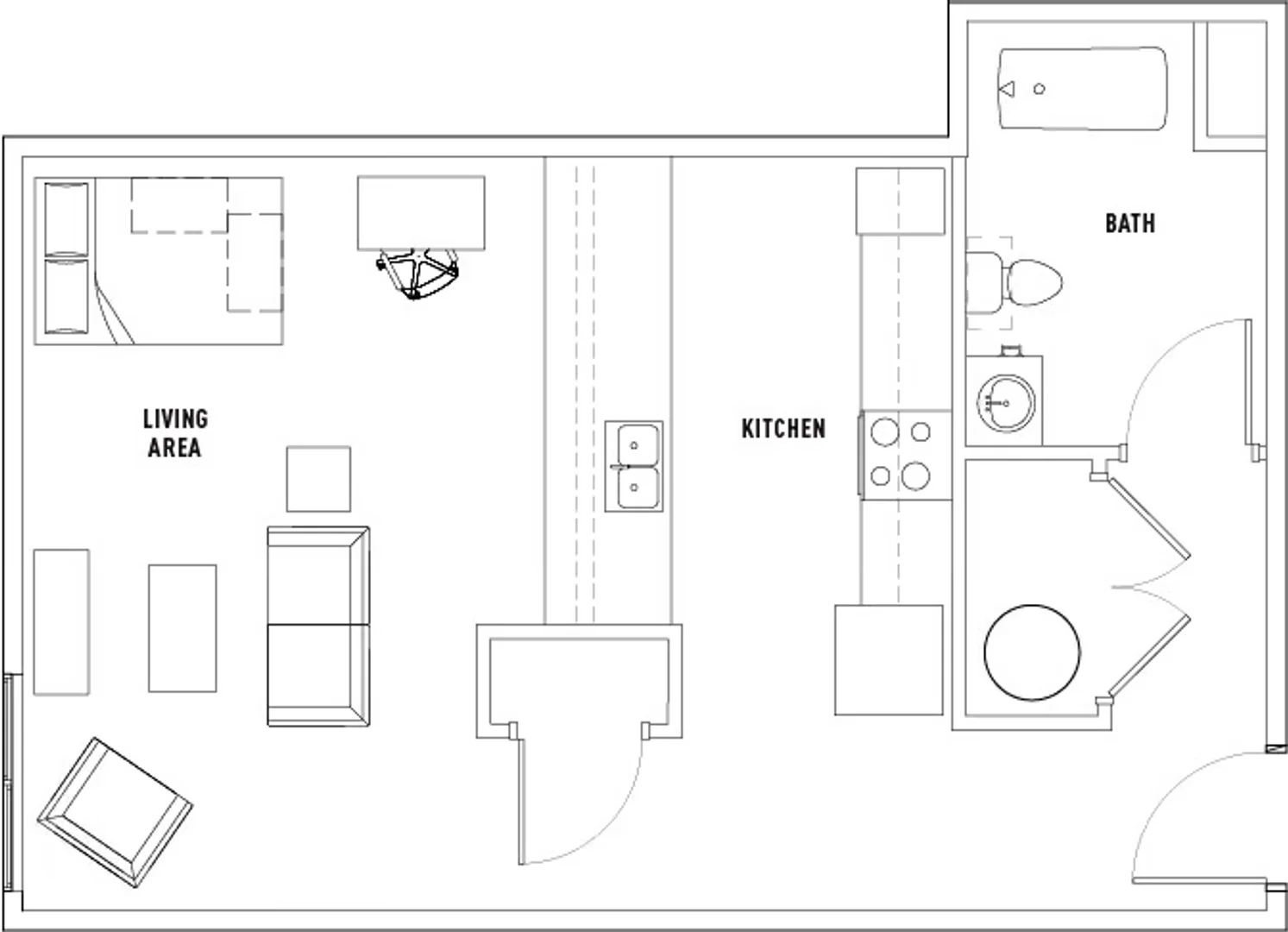 Minimalist student studio in  with efficient layout